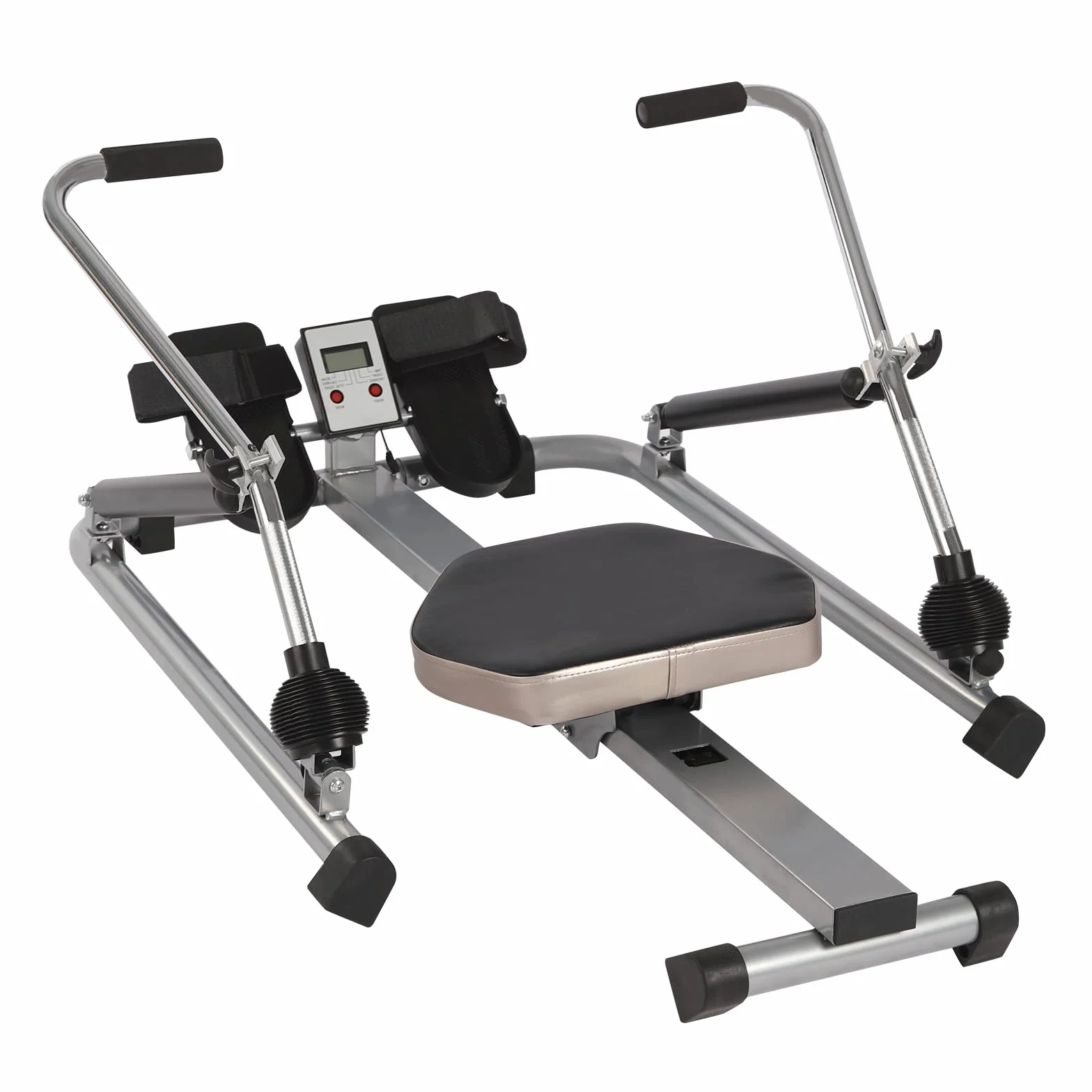 Wioślarz domowy, składany, hydrauliczny, regulowany z miękkim siedzeniem, wyświetlaczem LCD i długą jazdą, do ćwiczeń cardio i fitnessu w domu, wytrzymałość do 55 kg