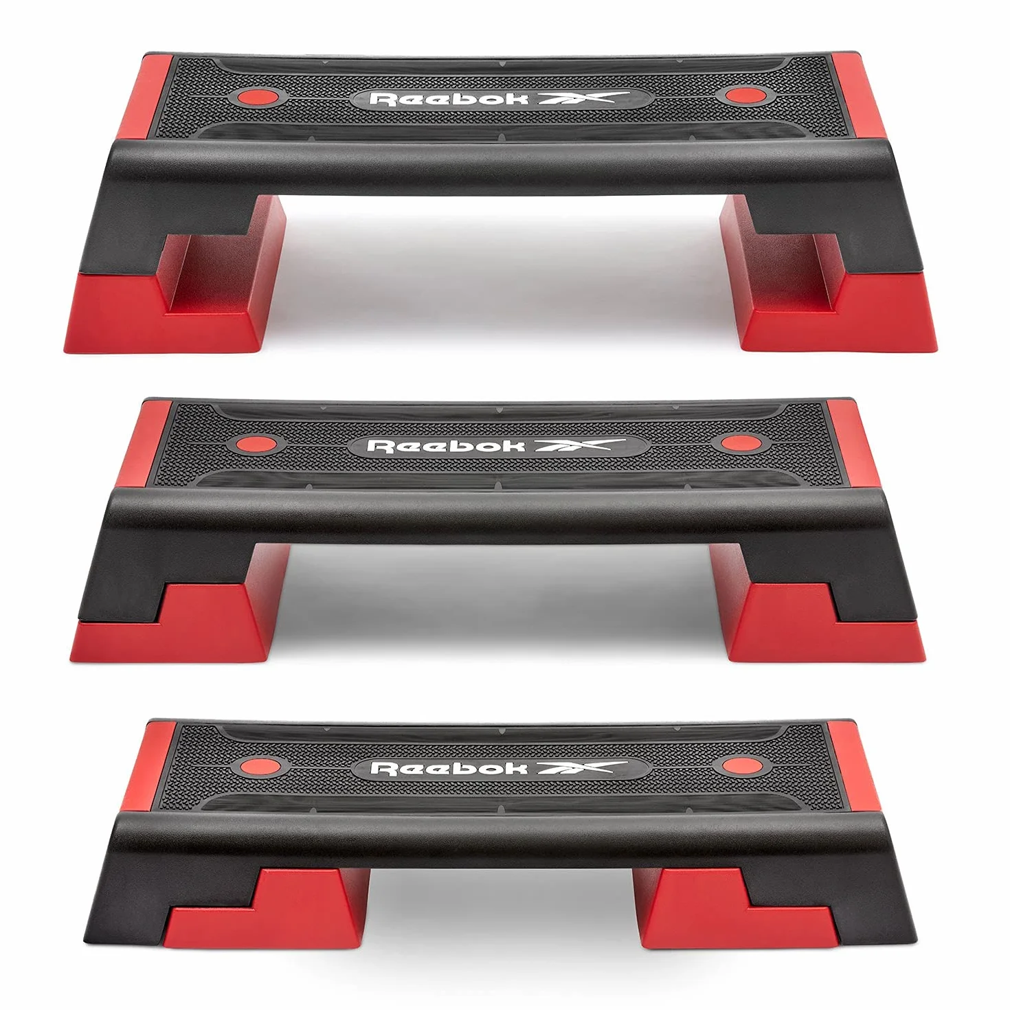 Reebok Wielofunkcyjna regulowana platforma do ćwiczeń aerobiku i treningu siłowego, czerwona
