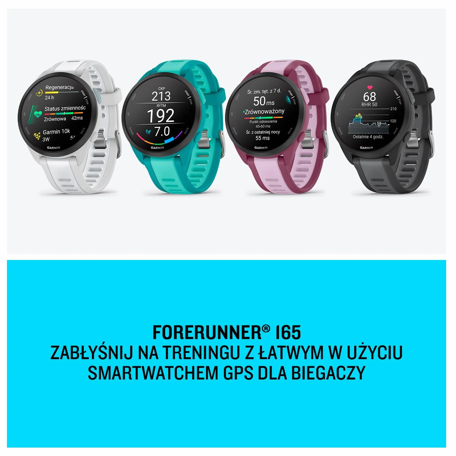 Garmin Forerunner 165 Music Smartwatch GPS Do Biegania AMOLED Czarny