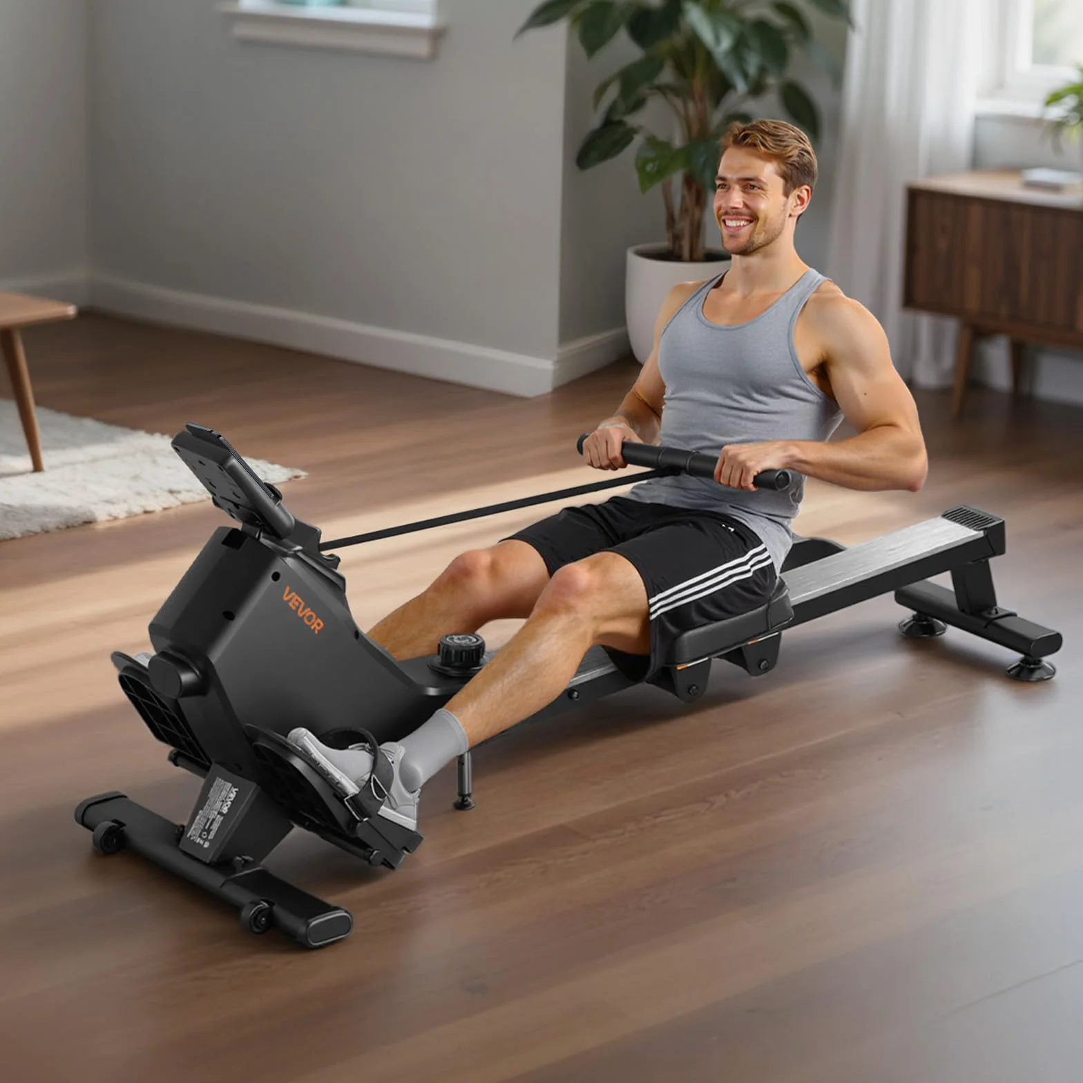 VEVOR Wioślarka magnetyczna składana, 16 poziomów oporu, nośność 158 kg, Bluetooth