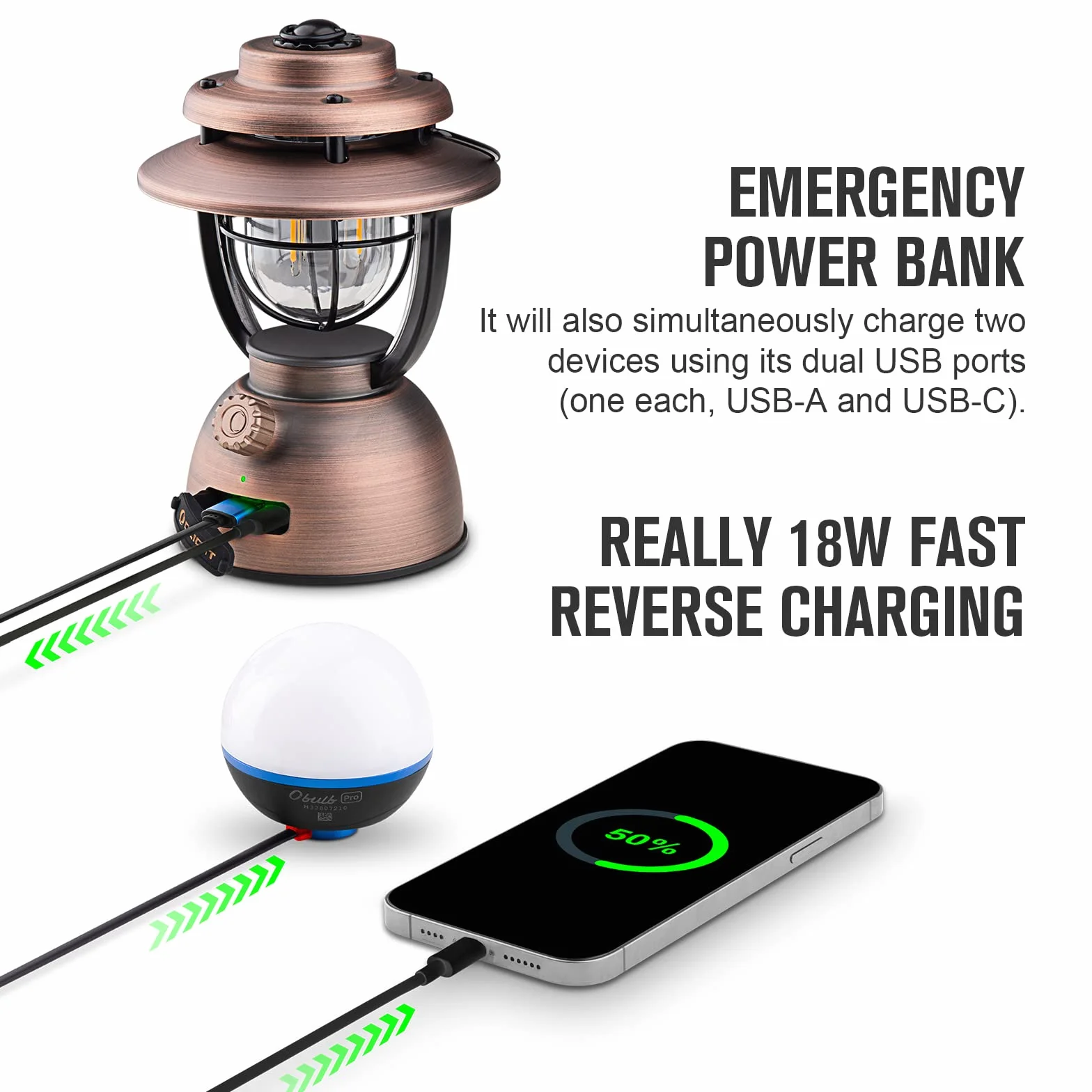 OLIGHT Olantern Classic 2 Pro 300 LM Lampa kempingowa , latarnia LED w stylu retro, z możliwością płynnego ściemniania, awaryjny power bank z możliwością ładowania przez USB(zabytkowa miedź)