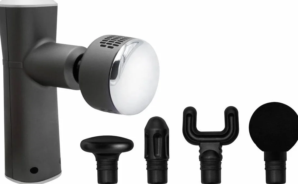 Lifenaxx Pro LX-041 masażer mięśni terapia ciepłem i zimnem – pistolet do masażu z funkcją ogrzewania i chłodzenia na 6 poziomach, 5 głowic do masażu, czas pracy baterii 2000 mAh