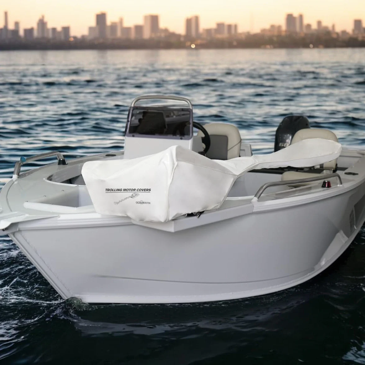 Oceansouth Niestandardowa osłona zaprojektowana dla silników do trolingu MINN KOTA (pokrowiec kompatybilny z Riptide Terrova, 1524 mm, czarny)