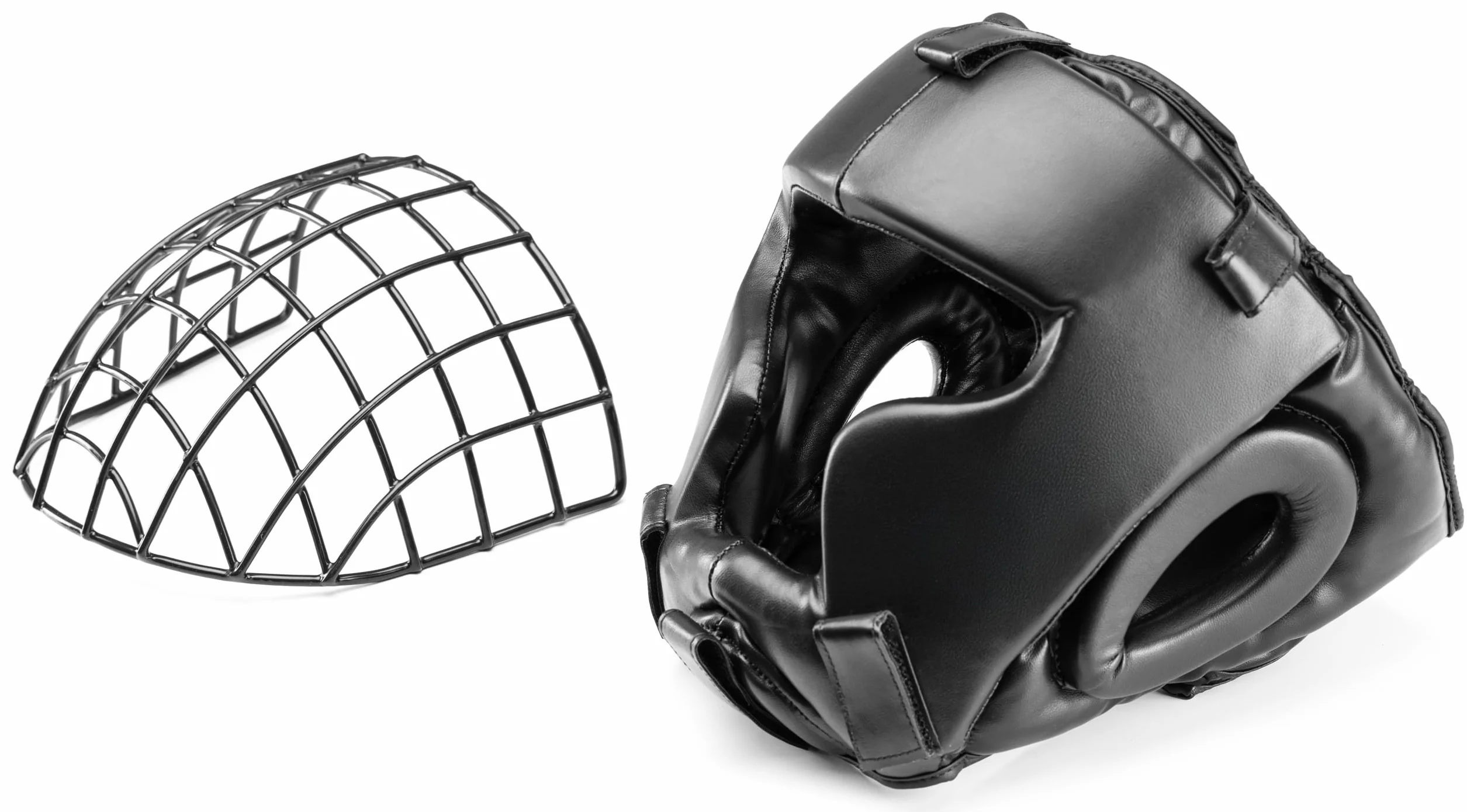 Evolution kask bokserski ze sztucznej skóry z metalową siatką ochrona głowy boks kickboxing MMA