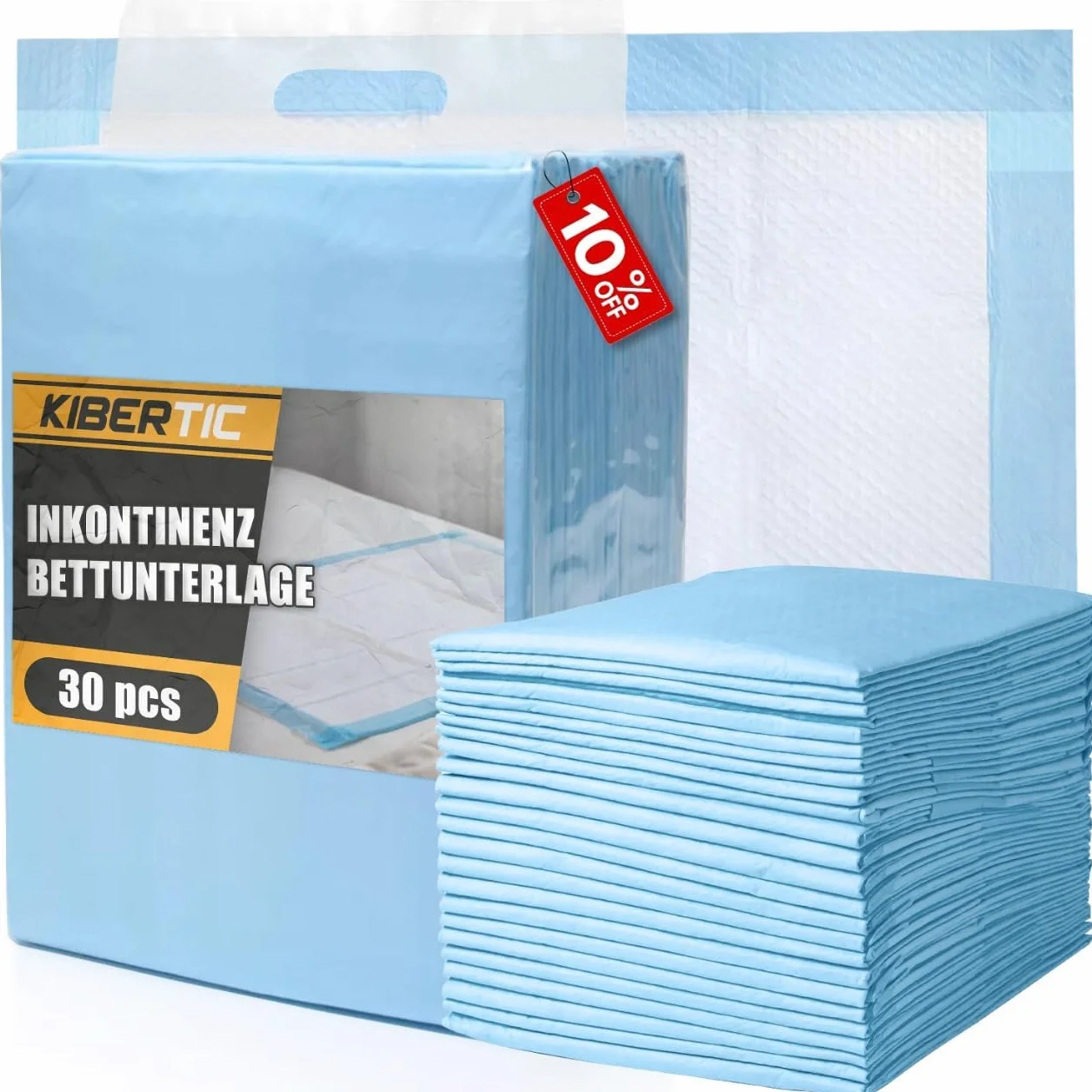 30 sztuk podkładek na łóżko z nietrzymaniem moczu, jednorazowe podkładki dla dorosłych i seniorów, super chłonne i wodoodporne, 80 x 150 cm, do łóżka pielęgnacyjnego