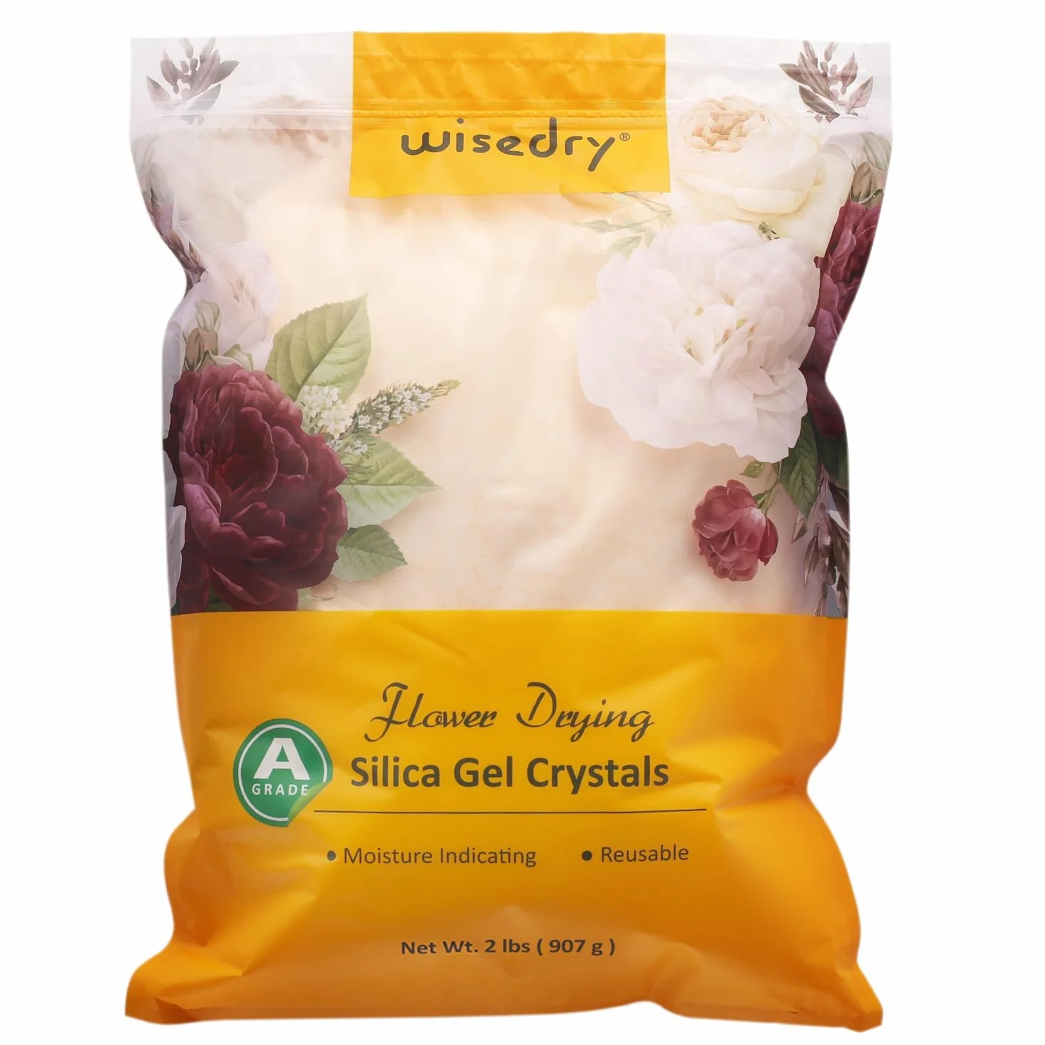 Wisedry 0,9 kg żelu krzemionkowego do suszenia kwiatów, drobne kryształy, środek osuszający, odstraszający kwiaty wielokrotnego użytku - kolorowy wyświetlacz