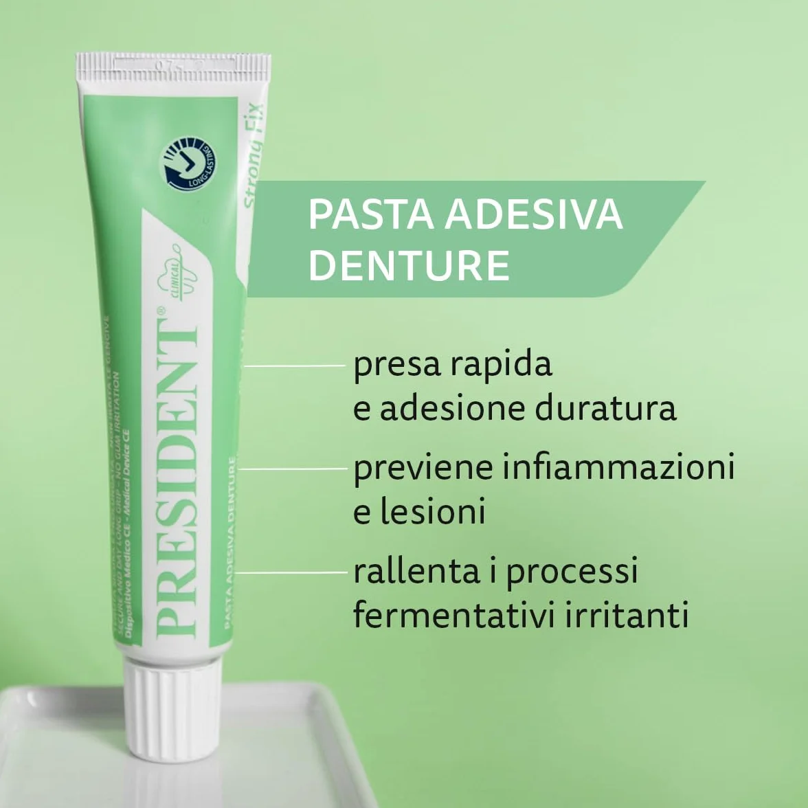 President ZESTAW 3 CZĘŚCI PASTY DENTURE. Mocne mocowanie protezy, Szybki chwyt, trwała przyczepność. Unikaj infiltracji żywności, stanów zapalnych i nieświeżego oddechu. Nie podrażnia dziąseł - 3x40g