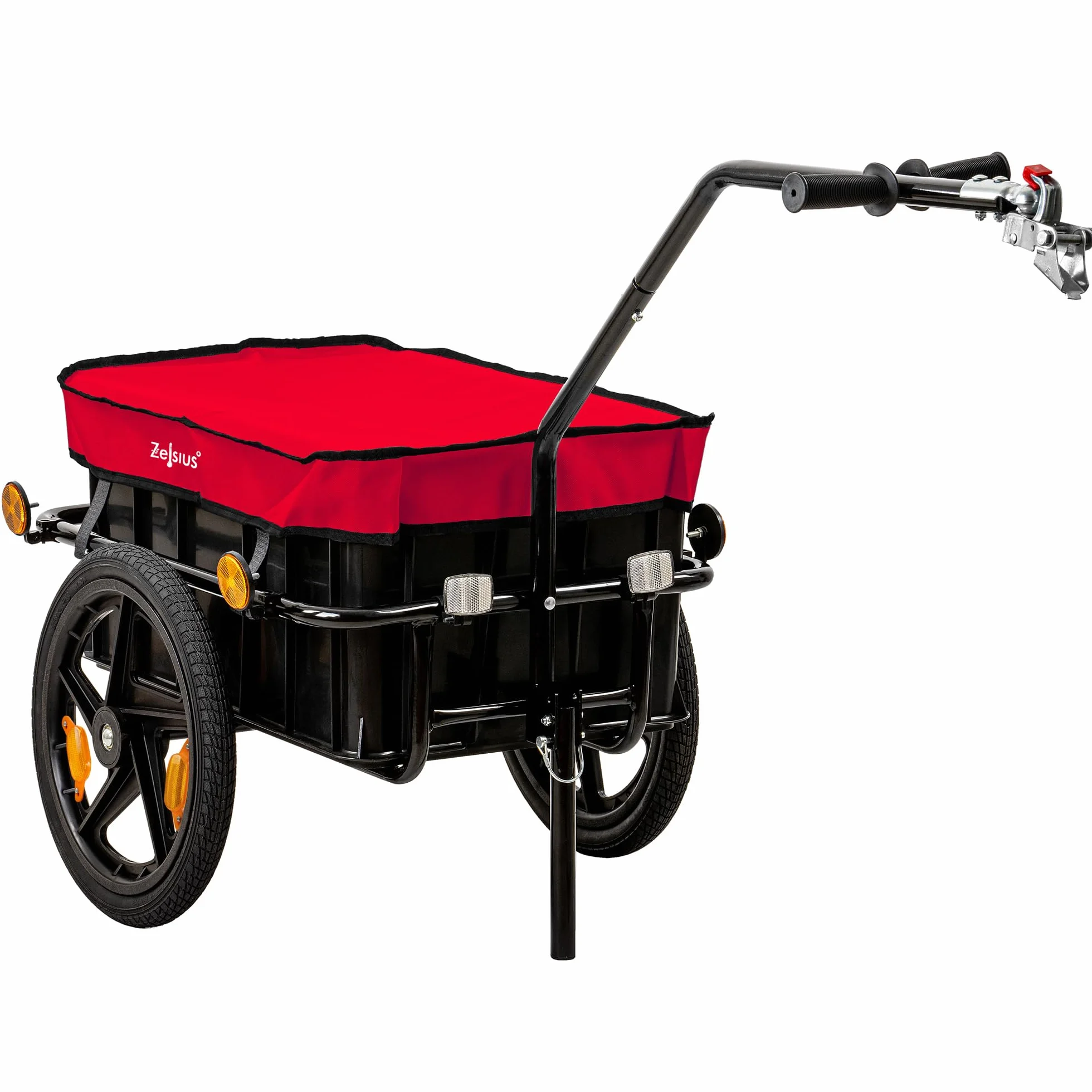 Zelsius Przyczepa rowerowa do transportu | 68 l | wózek rowerowy, przyczepka do roweru, przyczepa ładunkowa z plastikową tacą, torba transportowa