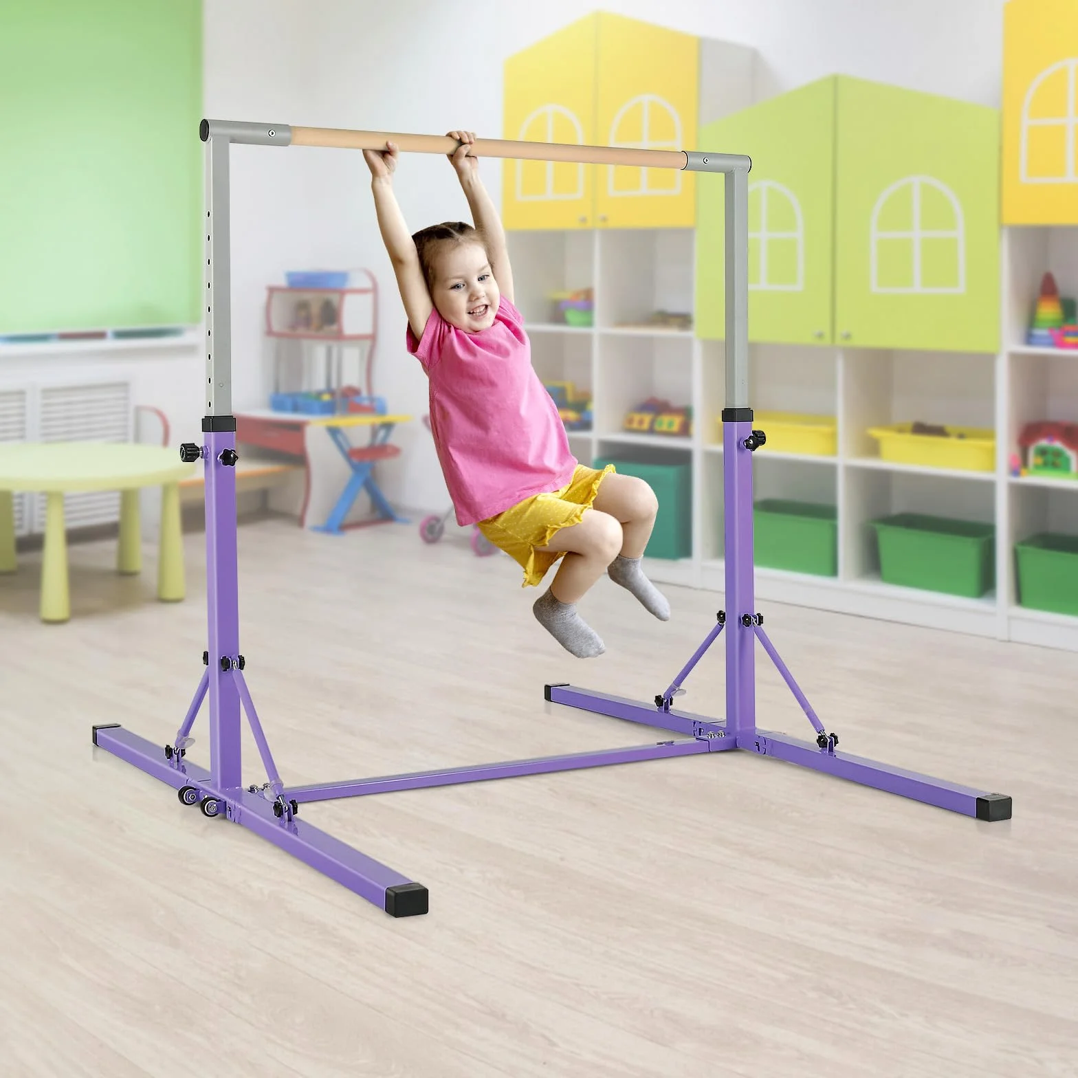 COSTWAY Drążek gimnastyczny z regulacją wysokości, drążki gimnastyczne do 100 kg, drążek do ćwiczeń, do użytku w pomieszczeniach, do treningu domowego