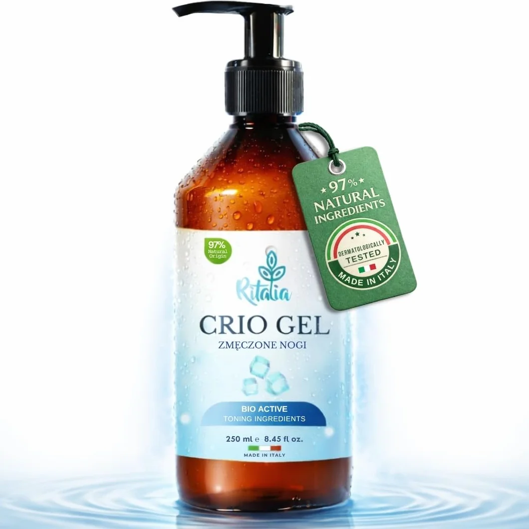Ritalia® 250 ml KREM na żylaki efekt chłodzący Cryo gel BIO NA CIĘŻKIE NOGI KRĄŻENIE pajączki naczyniowe opuchnięte nogi i stopy silna ulga przeciwzapalna