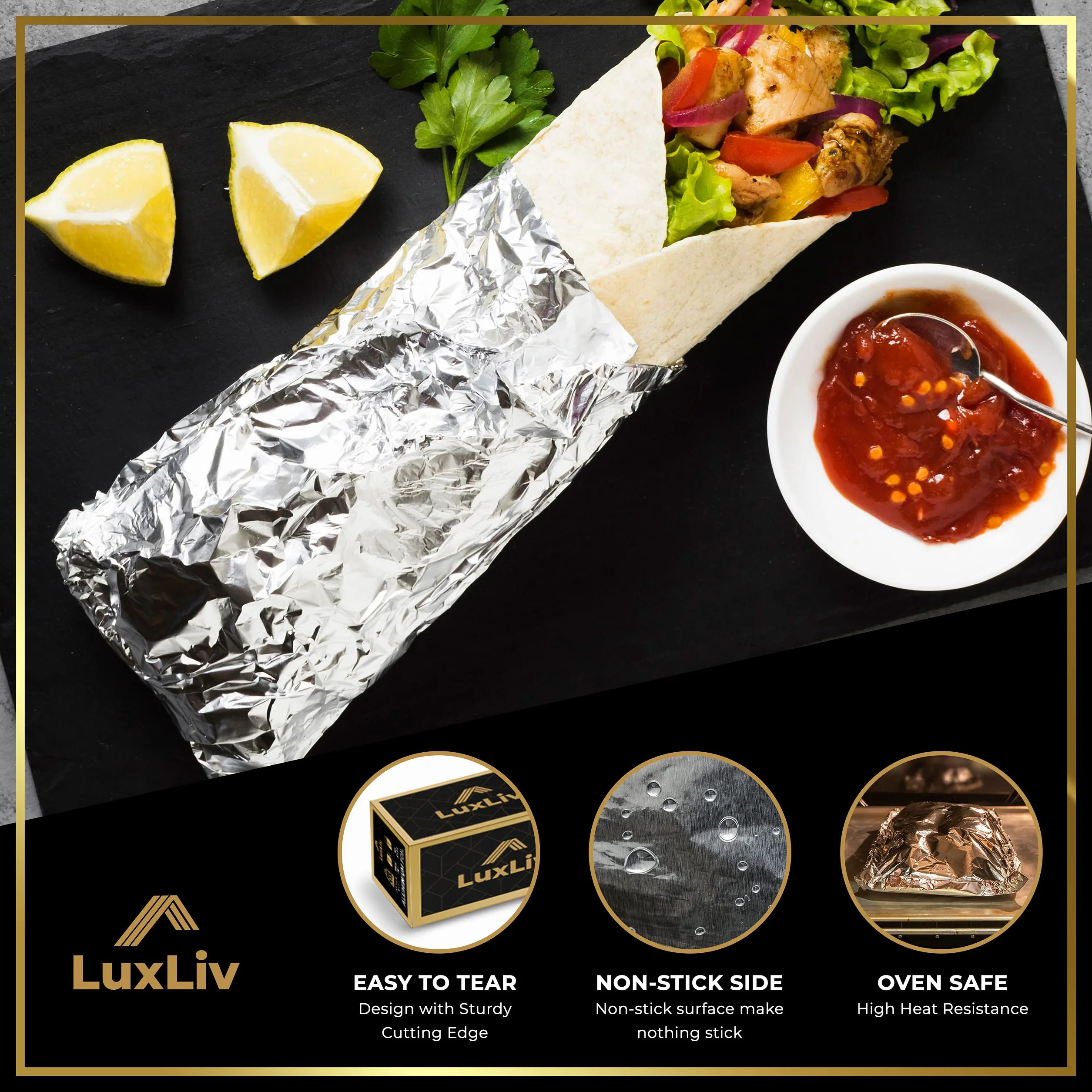 Bardzo szeroka aluminiowa folia na rolkę o bardzo dużej wytrzymałości – 45,7 cm x 39,9 m długości, grubość 20 mikronów, 17,9 m² – klasa komercyjna i bardzo gruba, do grillowania, gotowania w domu