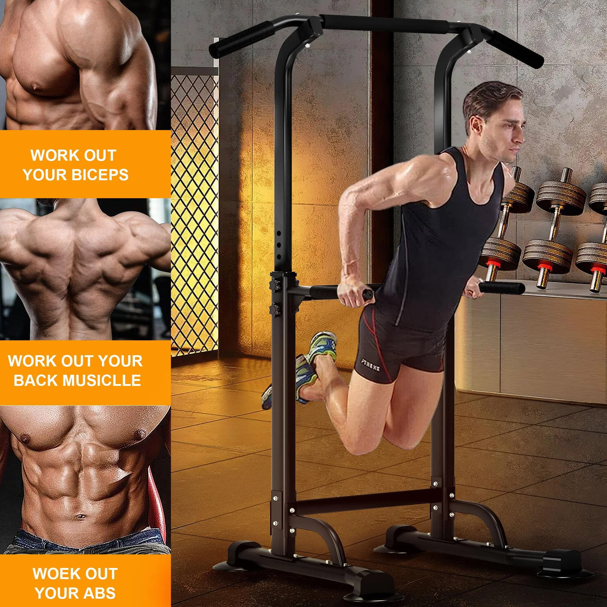 sogesfurniture Rzymskie krzesło wielofunkcyjne drążek do ciągnięcia regulowana wysokość fitness