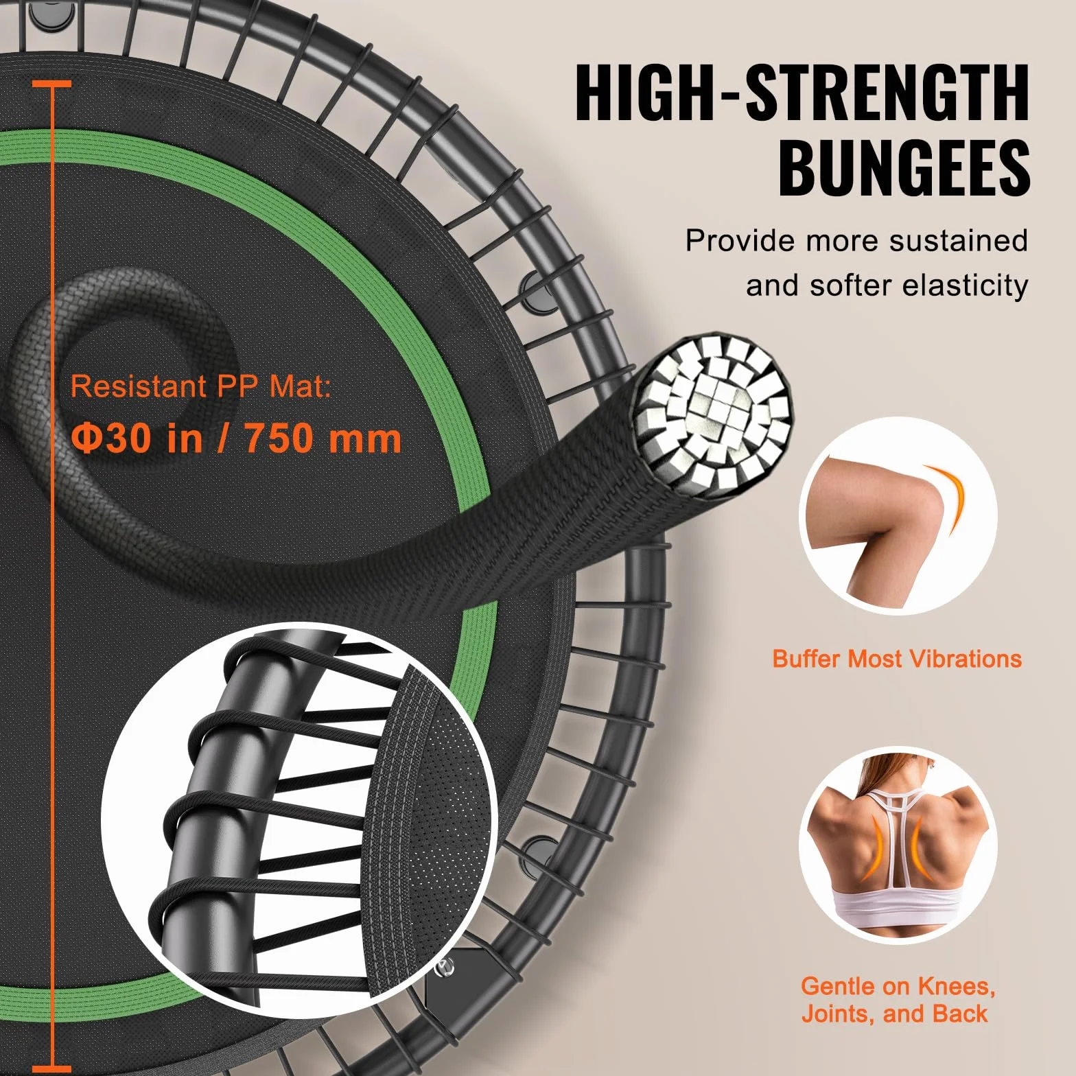 VEVOR Mini składana trampolina fitness 1027 mm do ćwiczeń 150 kg stabilna do treningu w pomieszczeniach lub w ogrodzie