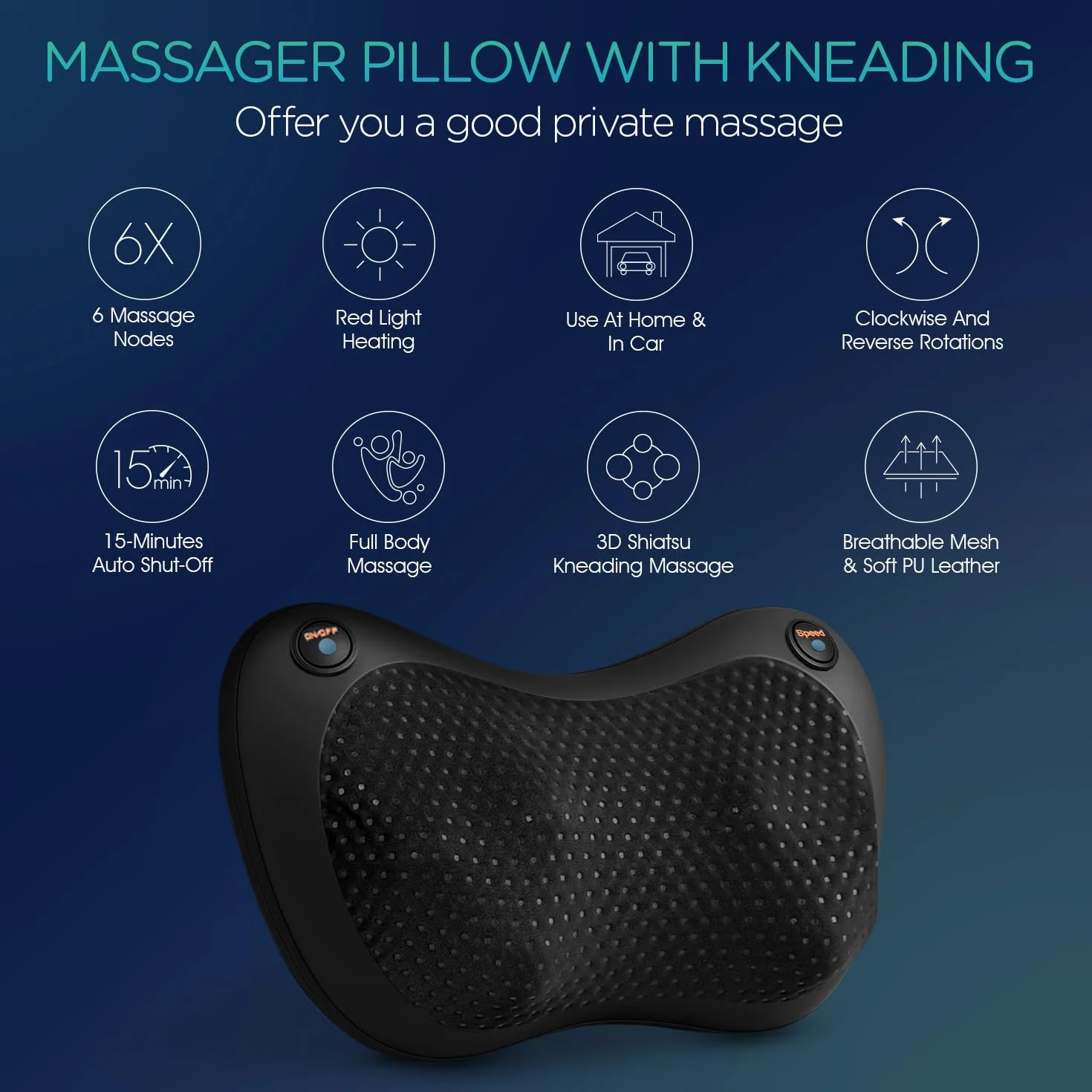 VOYOR masażer szyi i pleców głębokie chusteczki masażer poduszka shiatsu masażer pleców z ciepłem na ramię, talia, plecy ulga w bólu w domu biurze samochodzie YZ100