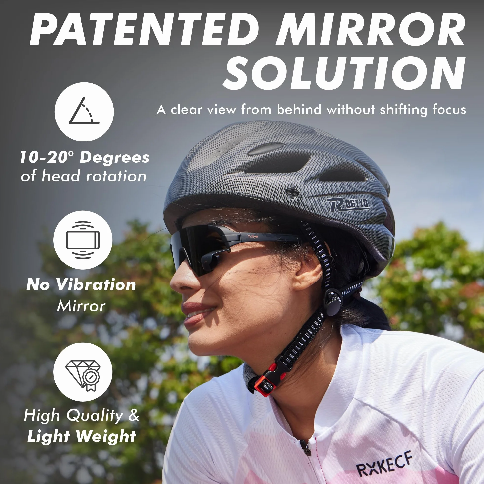 TriEye View Sport Okulary Sportowe Regulowane lusterko Oprawka TR90 Soczewki UV400 Lekkie Wygodne