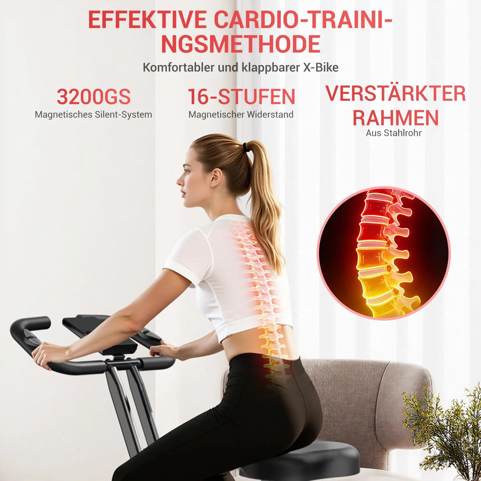 Rower treningowy składany stalowy 136 kg regulowany 140-190 cm