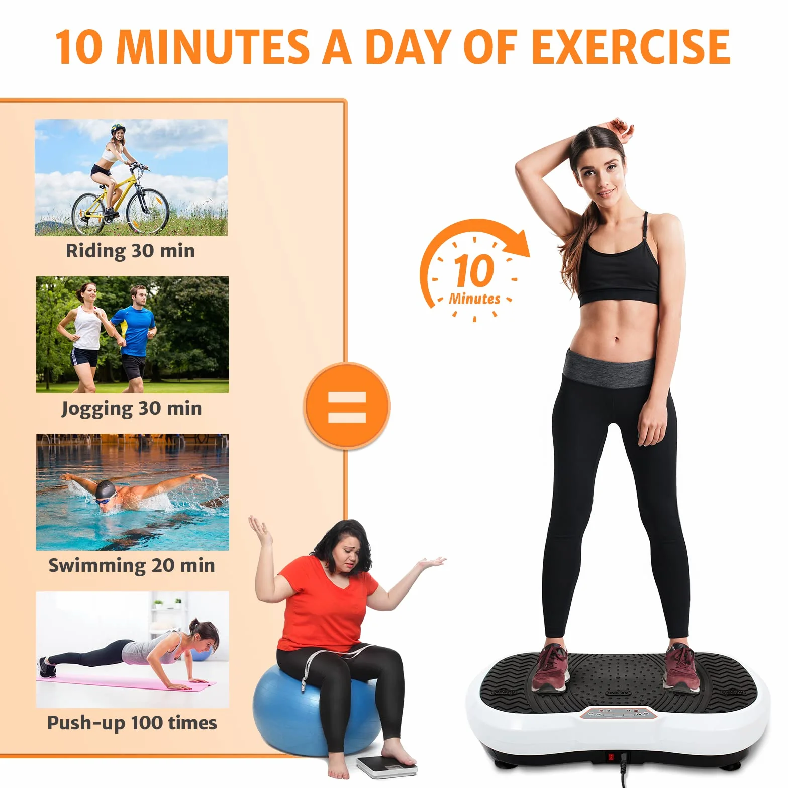 Leogreen Fitness platformy wibracyjne i oscylacyjne, z pilotem, paskami oporowymi i matą do jogi, 180 poziomów, 69 x 39 x 13 cm