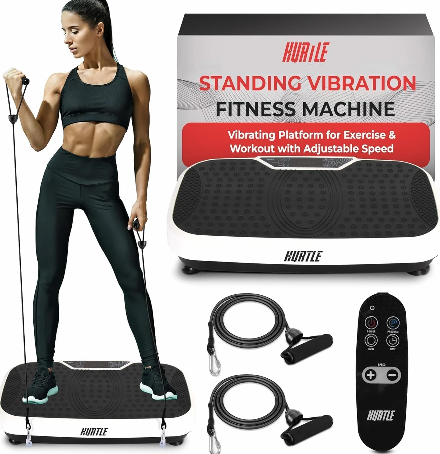 Hurtle Fitness maszyna do ćwiczeń wibracyjnych - domowa siłownia całościowa maszyna do ćwiczeń trener ćwiczeń szybka utrata masy ciała z taśmami oporowymi łatwy do przenoszenia pilot zdalnego