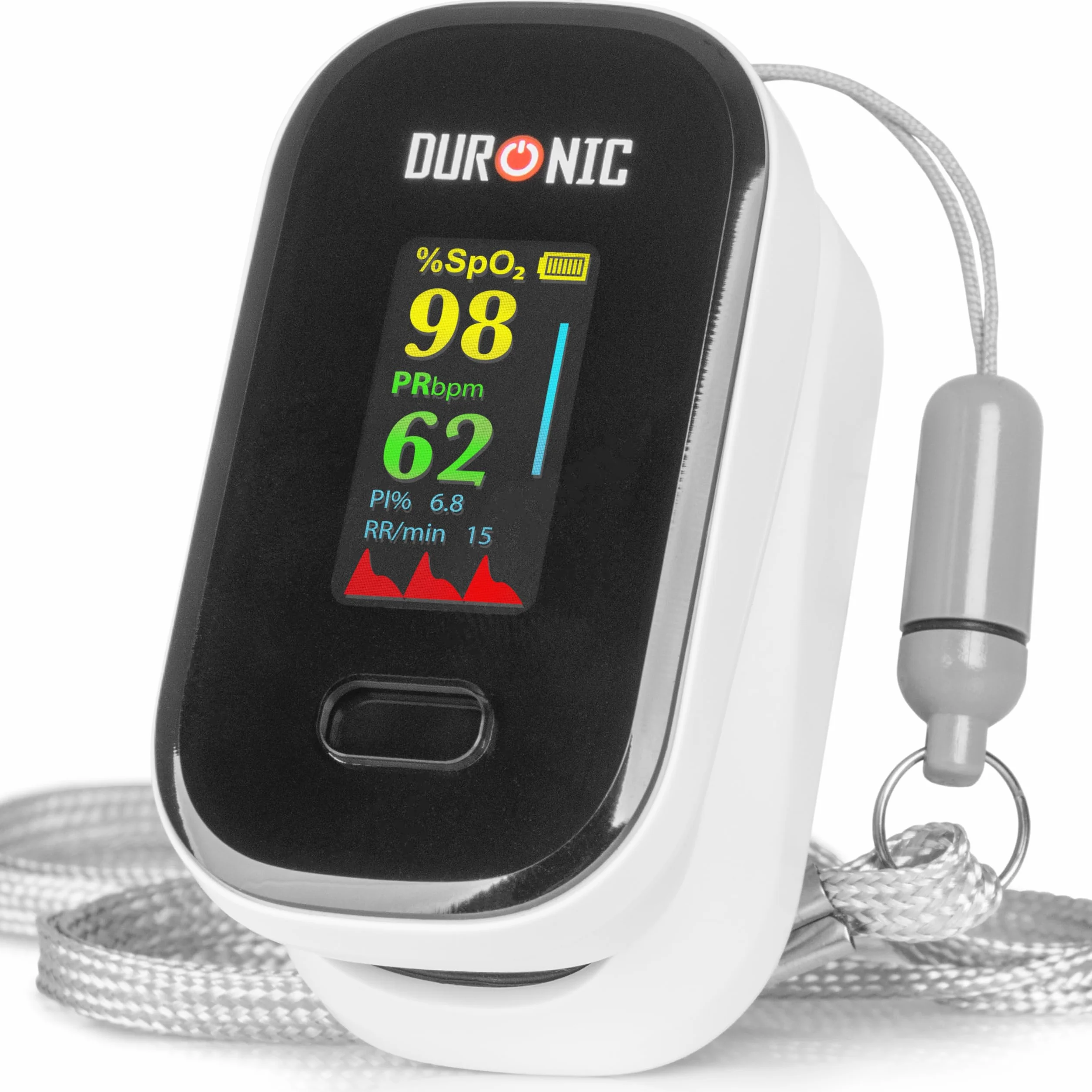 Duronic OX02 Pulsoksymetr napalcowy dla całej rodziny dzieci i dorosłych z bateriami | Urządzenie do mierzenia saturacji nasycenia krwi tlenem | spirometria