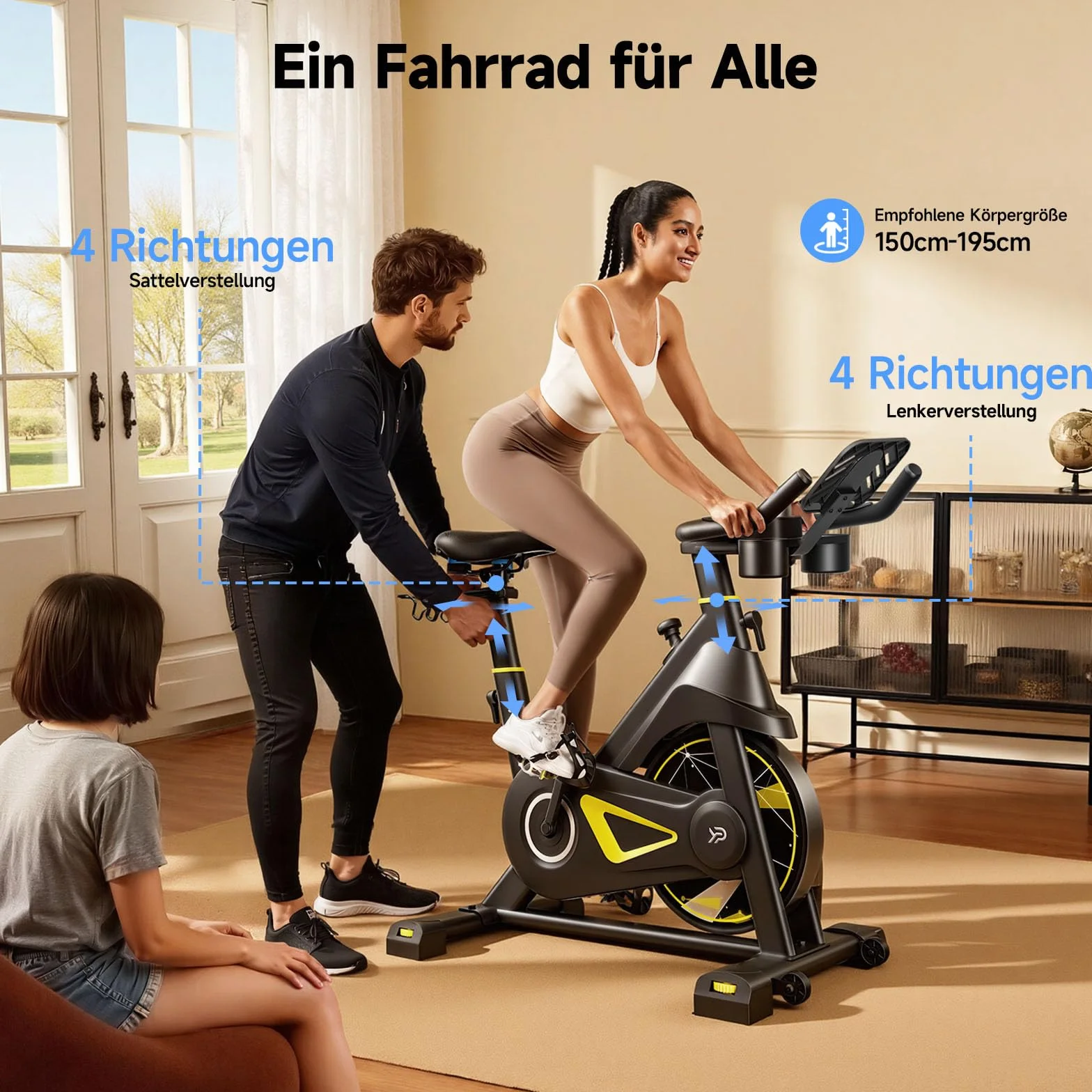 YPOO Rower Treningowy do Domu, Cichy Rower Spinningowy z Wyświetlaczem LED i Aplikacją, Magnetyczny Rower Stacjonarny do Cardio, Regulowany, Udźwig 160 kg
