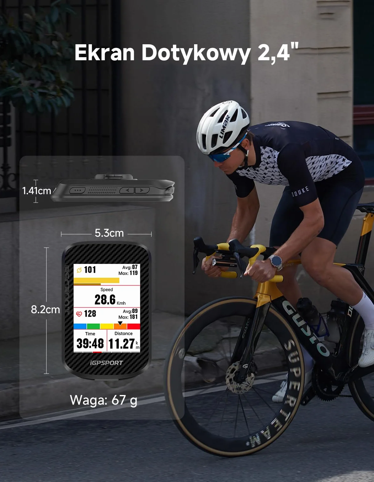iGPSPORT BSC300T Licznik Rowerowy GPS, Kolorowy Ekran Dotykowy 2,4 Cala, Funkcja Nawigacji Map, Funkcja Treningowa, Obsługa 130 Danych, Kompatybilny z Rowerami Elektrycznymi,BSC300T