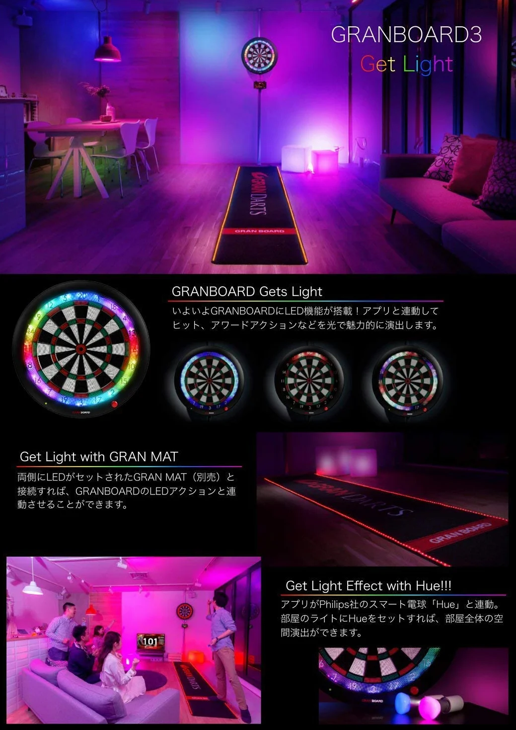 Gran Board 3s LED tarcza do darta niebieska zestaw 100 zdjęć i rzutek