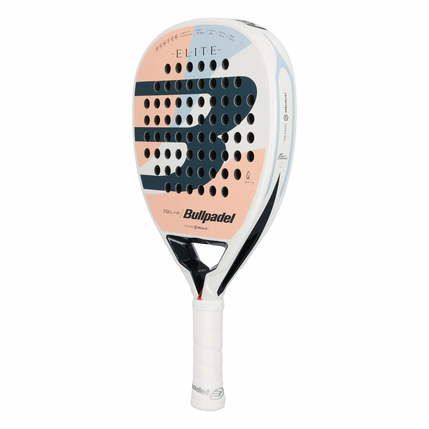Bullpadel Elite W 25 Unlinded 352G Padel Padel Rakieta Biała-Morela Damska, Biała/Brzoskwiniowa/Niebieska, Jeden Rozmiar