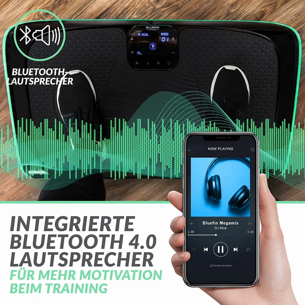 Bluefin Fitness Płyta Wibracyjna 4D 86 x 53 x 26 cm Czarny/Zielony
