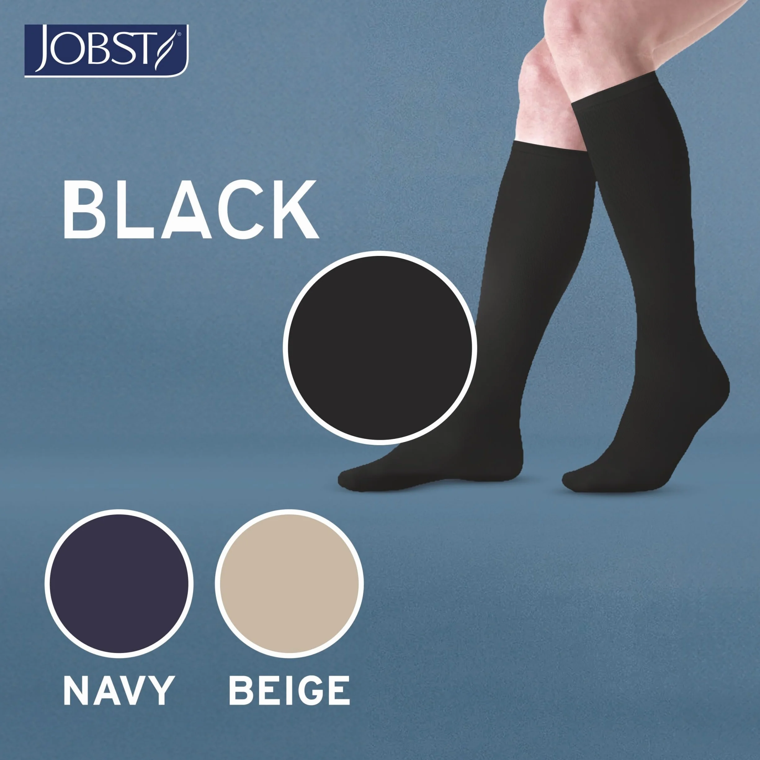 JOBST Podróżne pończochy podróżne dla kobiet i mężczyzn – pomagają zapobiegać zakrzepicy podróżnej – miękkie, oddychające dzięki 33% zawartości bawełny, czarne, rozmiar 4