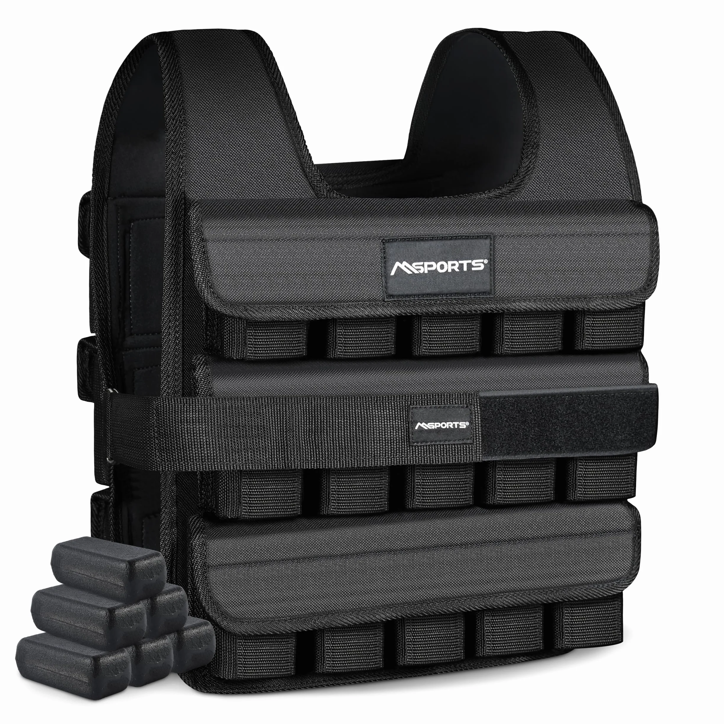MSPORTS Kamizelka obciążeniowa premium regulowana 5-30 kg do fitnessu treningu siłowego