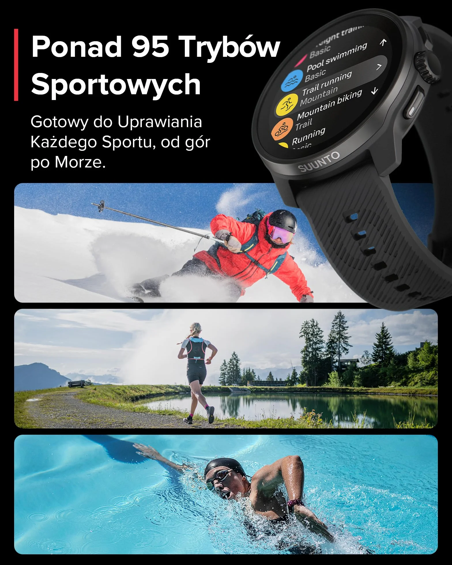 SUUNTO Race S Zegarek Biegowy Amoled Dwuzakresowy GPS Sportowy Śledzenie HRV Snu Plan Treningowy SI Mapy Offline Wodoodporność 50M