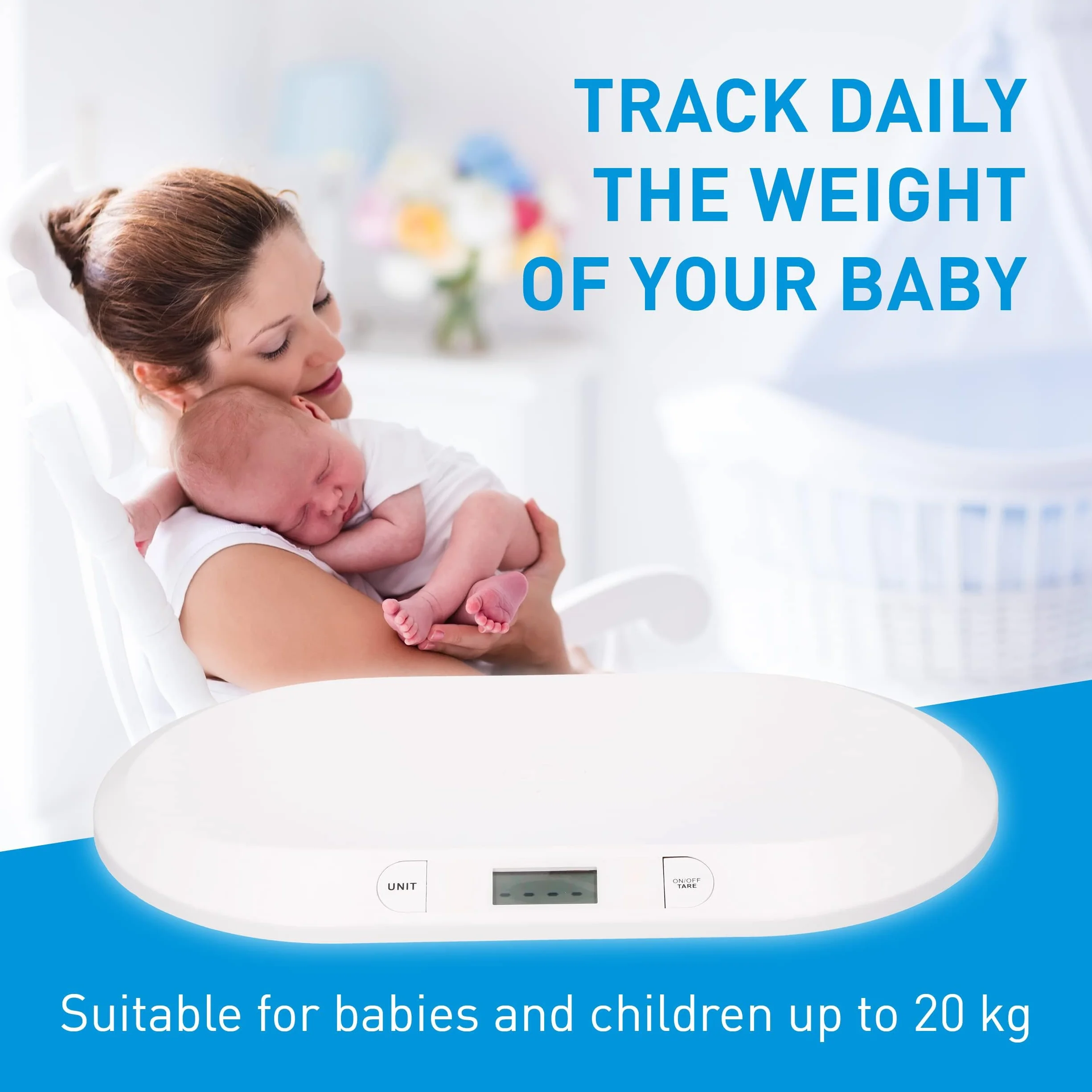 Grundig Waga Dla Niemowląt - Cyfrowa - Dokładność 10 g - Max. 20 kg - Funkcja Tary - Biały