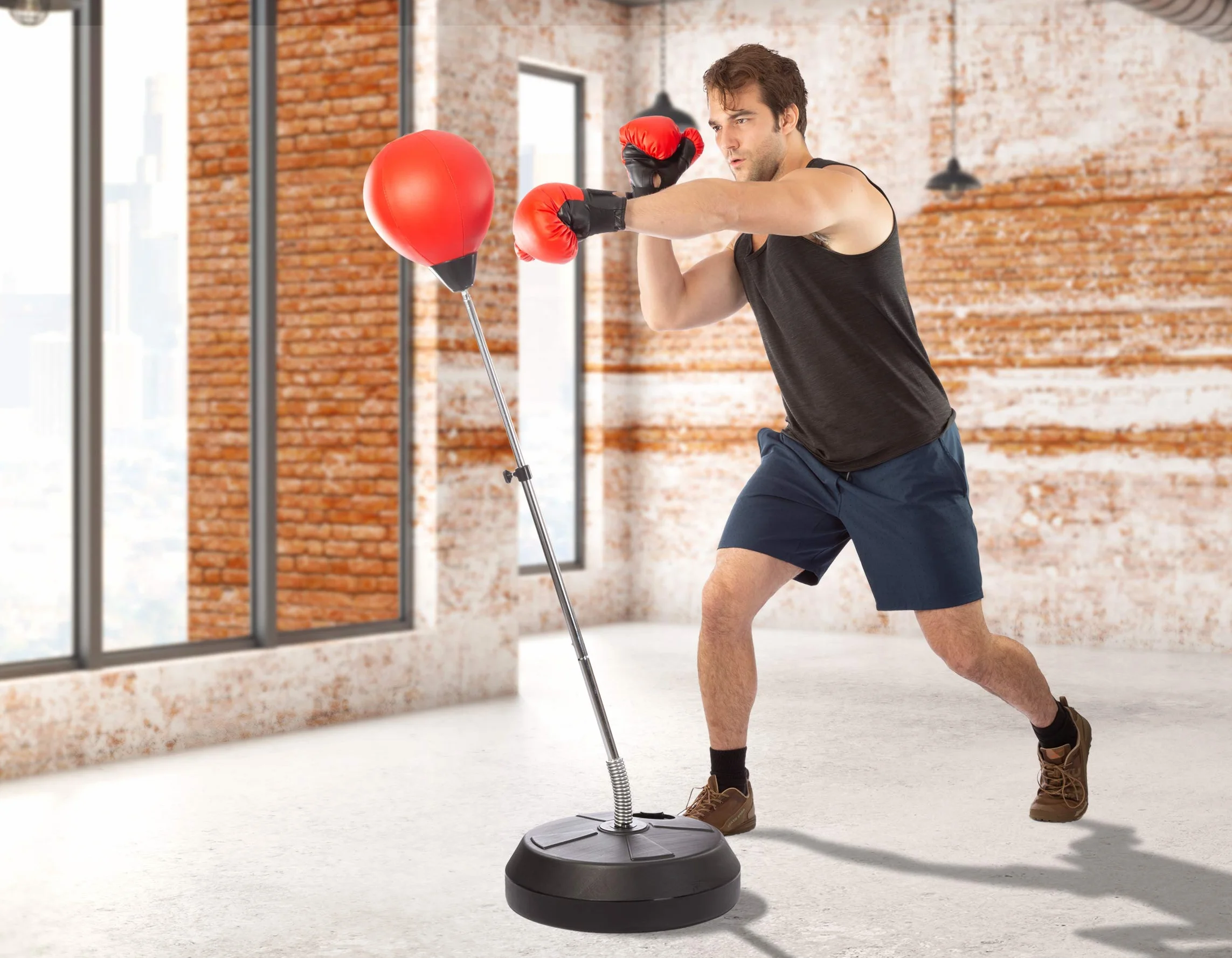 Worek bokserski ze stojakiem regulacja wysokości rękawice bokserskie torba Speedbag MMA
