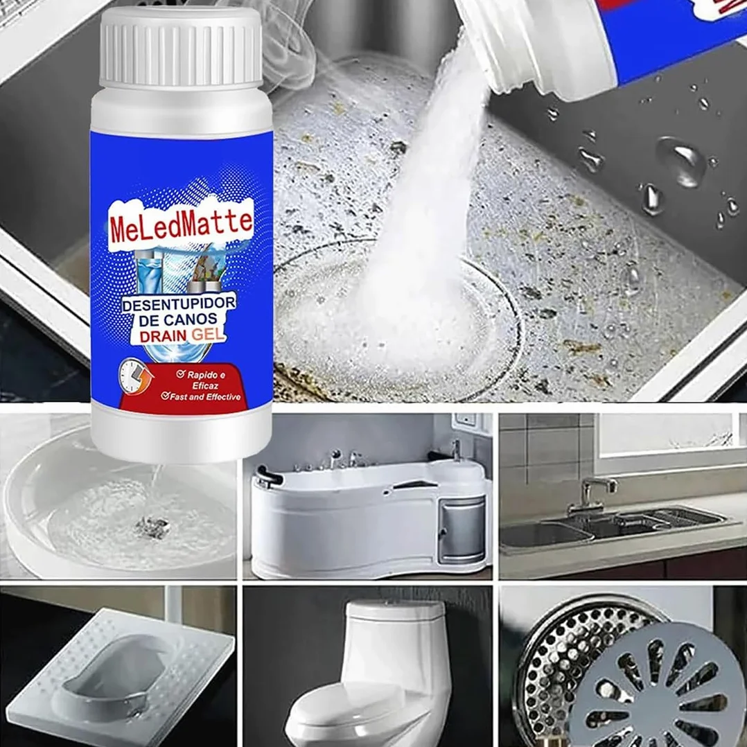 Meledmatte Żel odpływowy, ulepszona formuła, potężny środek do pogłębiania rur, wydajny środek do pogłębiania rur Meledmatte, Meledmatte środek do czyszczenia odpływów toaletowych, łatwe czyszczenie
