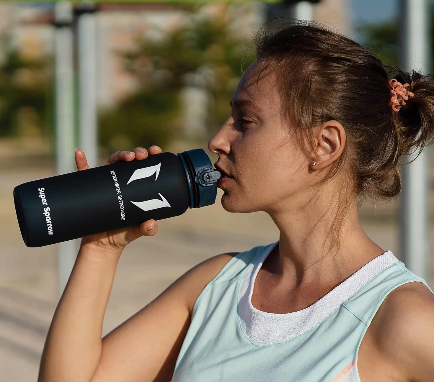 Sportowa butelka wody Super Sparrow - 350 ml / 500 ml / 750 ml / 1l / 1,5 l - Nietoksyczny bez BPA i ekologiczny plastik Tritan Co-poliester - do biegania, siłowni, jogi, na zewnątrz i na kemping