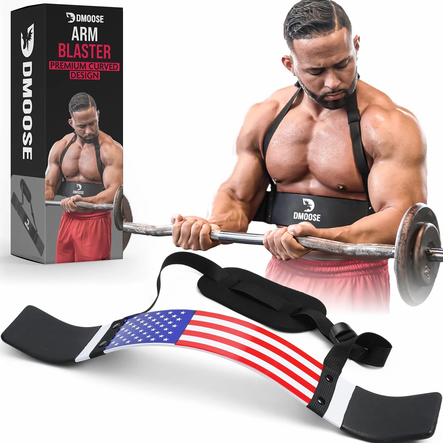 DMoose Fitness Ramię Curl Blaster do budowy ciała i wzmocnienia siły mięśni, konturowana i regulowana izolacja do kręcenia i podnoszenia ciężarów, dobrze wyważone wsparcie