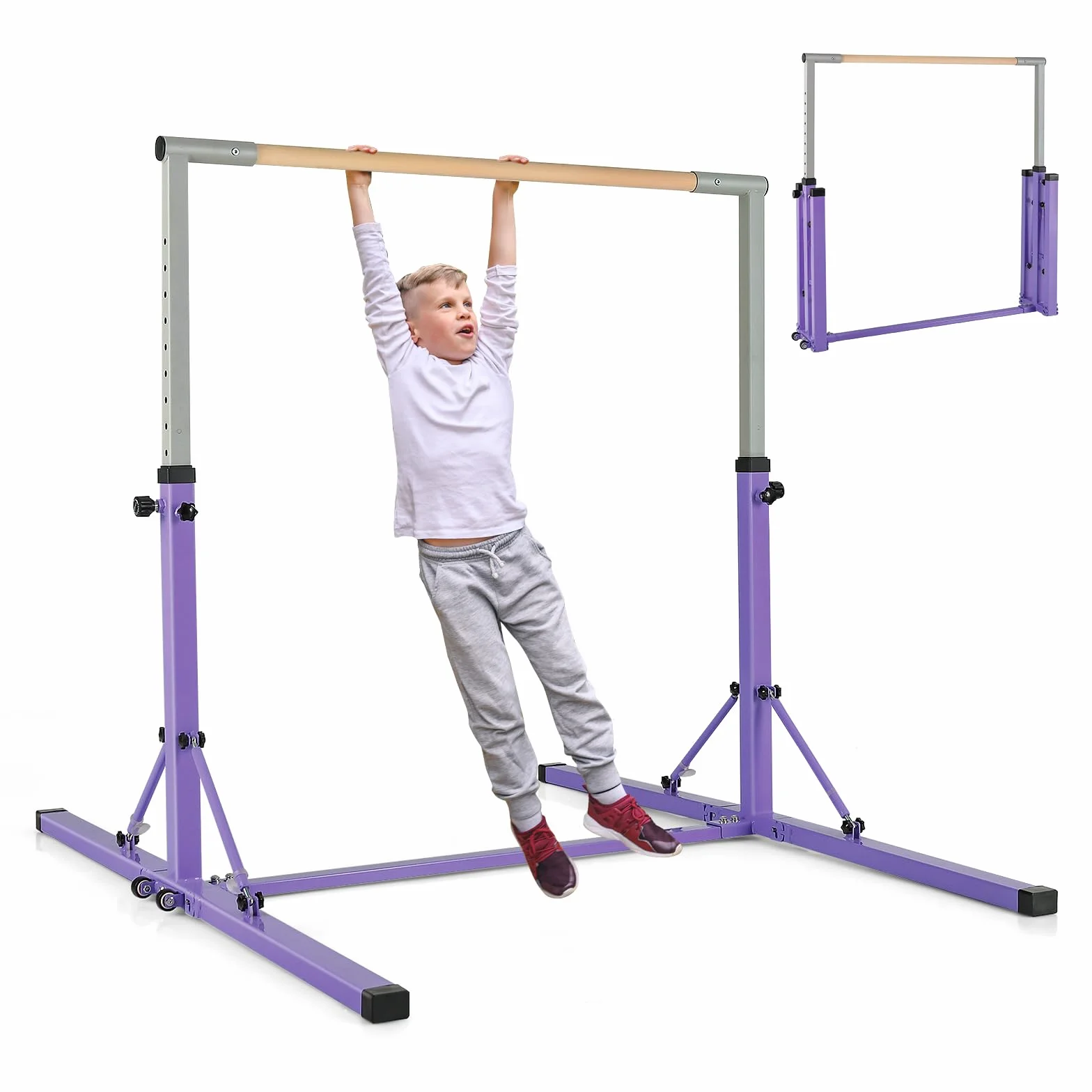 COSTWAY Drążek gimnastyczny z regulacją wysokości, drążki gimnastyczne do 100 kg, drążek do ćwiczeń, do użytku w pomieszczeniach, do treningu domowego