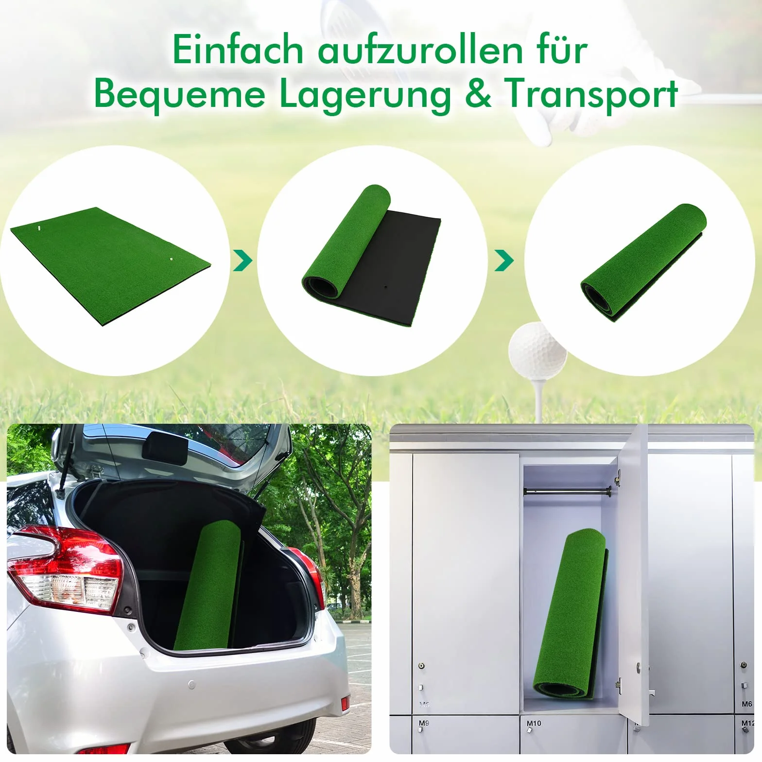 COSTWAY 150 x 100 cm mata do golfa, mata treningowa do golfa zawierająca 3 gumowe tee, mata golfowa z 2 pozycjami uderzenia, do użytku wewnętrznego i zewnętrznego