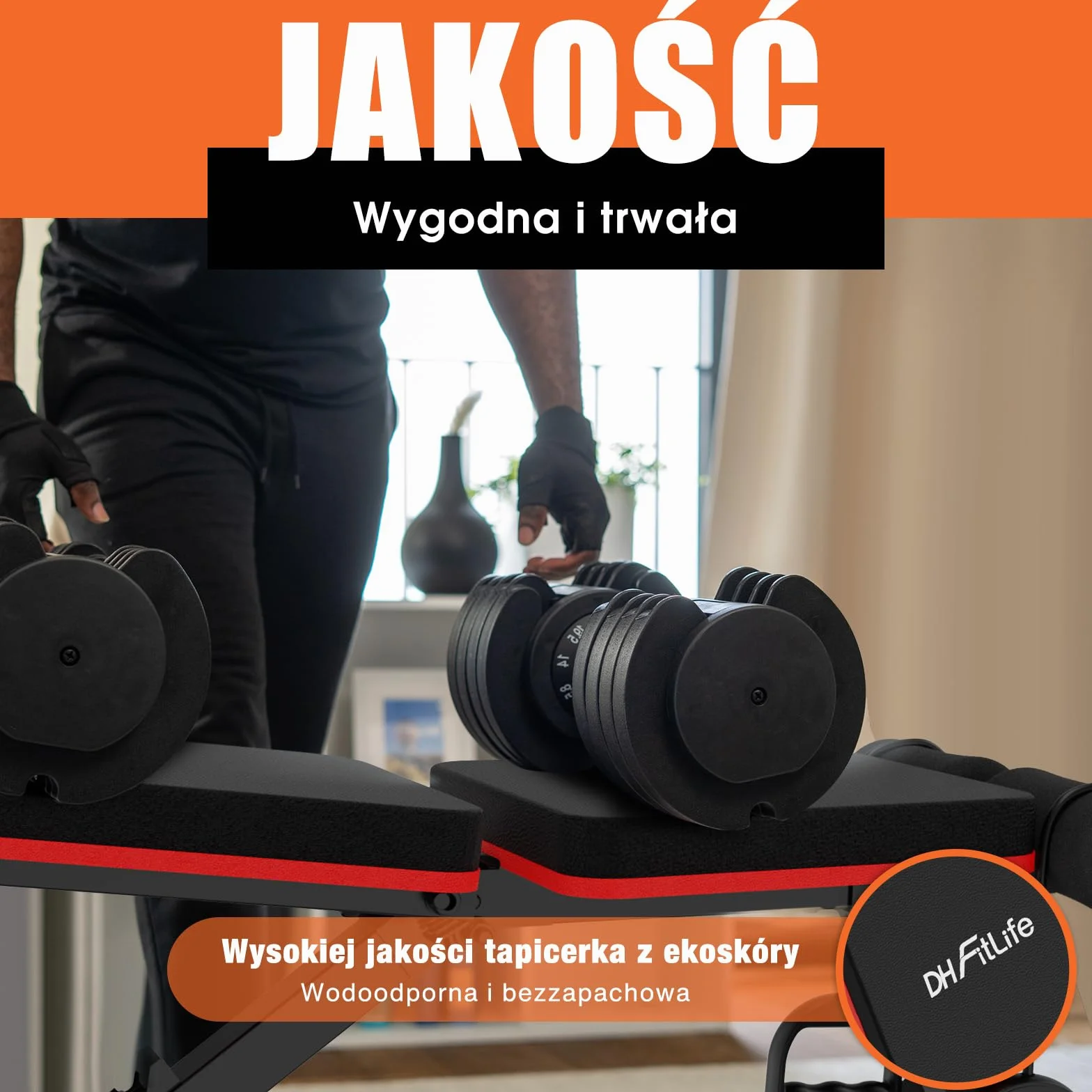 DH FitLife Składana Ławka Treningowa 8-w-1 | 80% Oszczędność Miejsca | Ławeczka do Ćwiczeń Całego Ciała i Brzucha | Regulowana Ławka Fitness i Ławka Skośna do Domowej Siłowni