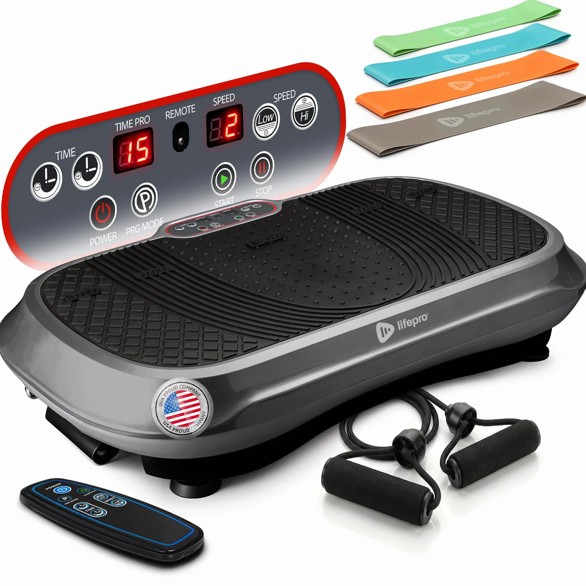 Lifepro Waver Vibration Plate Exercise Machine – High-Intensity Vibration for Muscle Activation, Full-Body Workout Vibrating Platform with Loop Bands, Fitness Equipment for Strength Toning & Fat Loss
