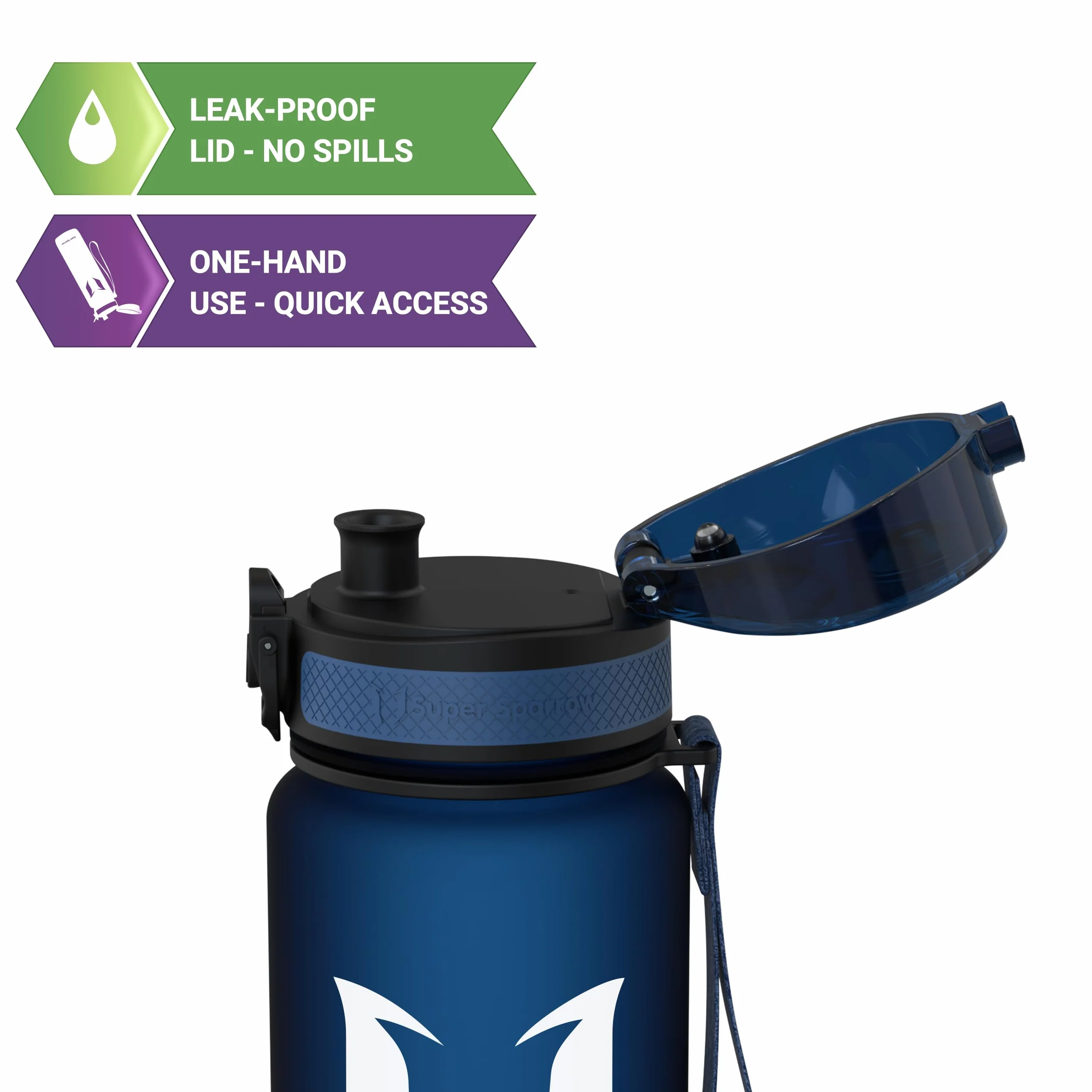 Sportowa butelka wody Super Sparrow - 350 ml / 500 ml / 750 ml / 1l / 1,5 l - Nietoksyczny bez BPA i ekologiczny plastik Tritan Co-poliester - do biegania, siłowni, jogi, na zewnątrz i na kemping