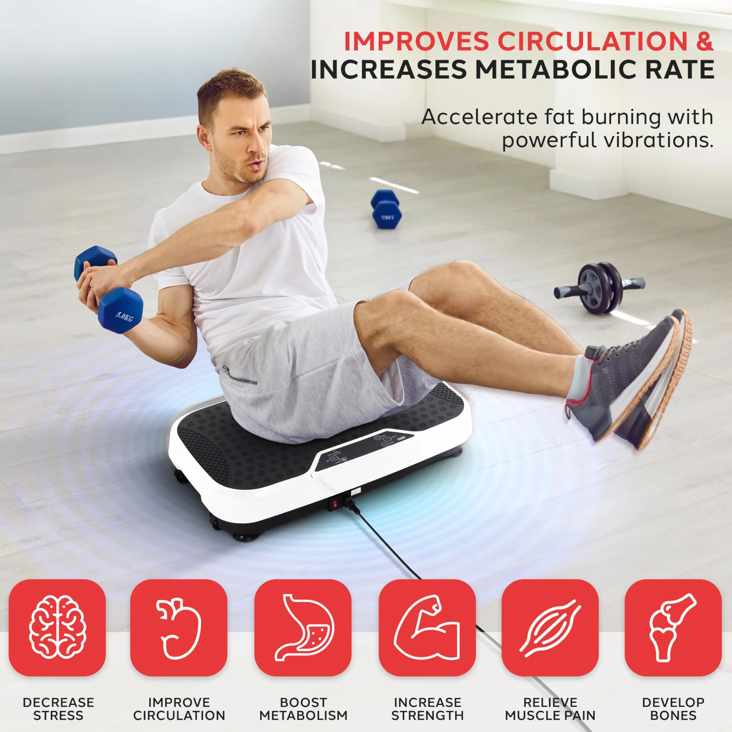 Hurtle Fitness maszyna do ćwiczeń wibracyjnych - domowa siłownia całościowa maszyna do ćwiczeń trener ćwiczeń szybka utrata masy ciała z taśmami oporowymi łatwy do przenoszenia pilot zdalnego