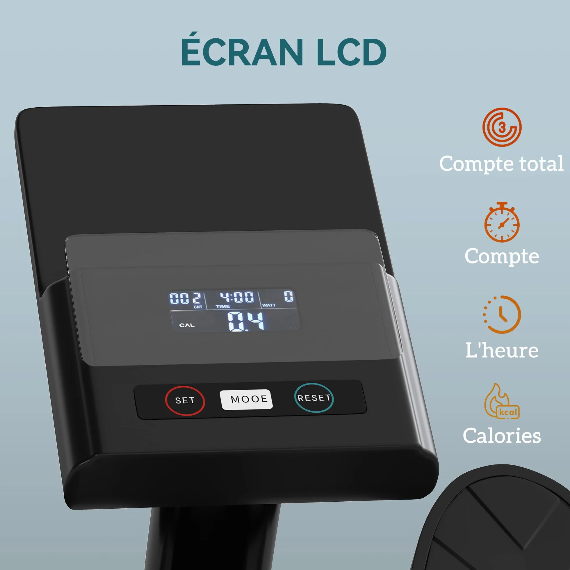 SPORTNOW Wioślarz hydrauliczny z 12 poziomami oporu Wioślarz z ekranem LCD i antypoślizgowym pedałem, maksymalne obciążenie 130 kg, trening cardio w domu, czarny