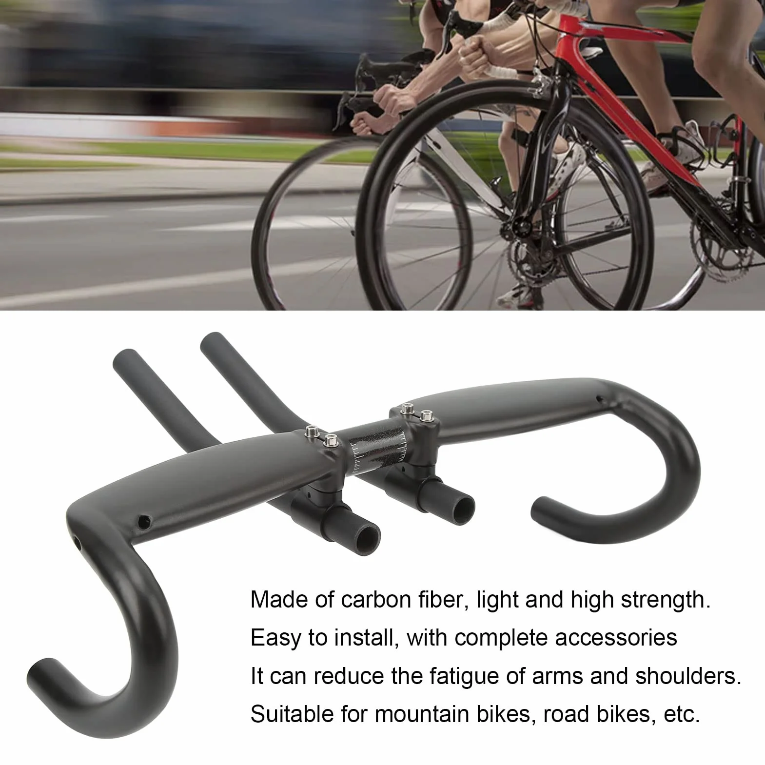 Carbon Fiber Handlebar 31.8mm | 440mm Ergonomic & Secure - Grip Design for Mountain/Road Rides | Lightweight Upgrade with Installation Kit