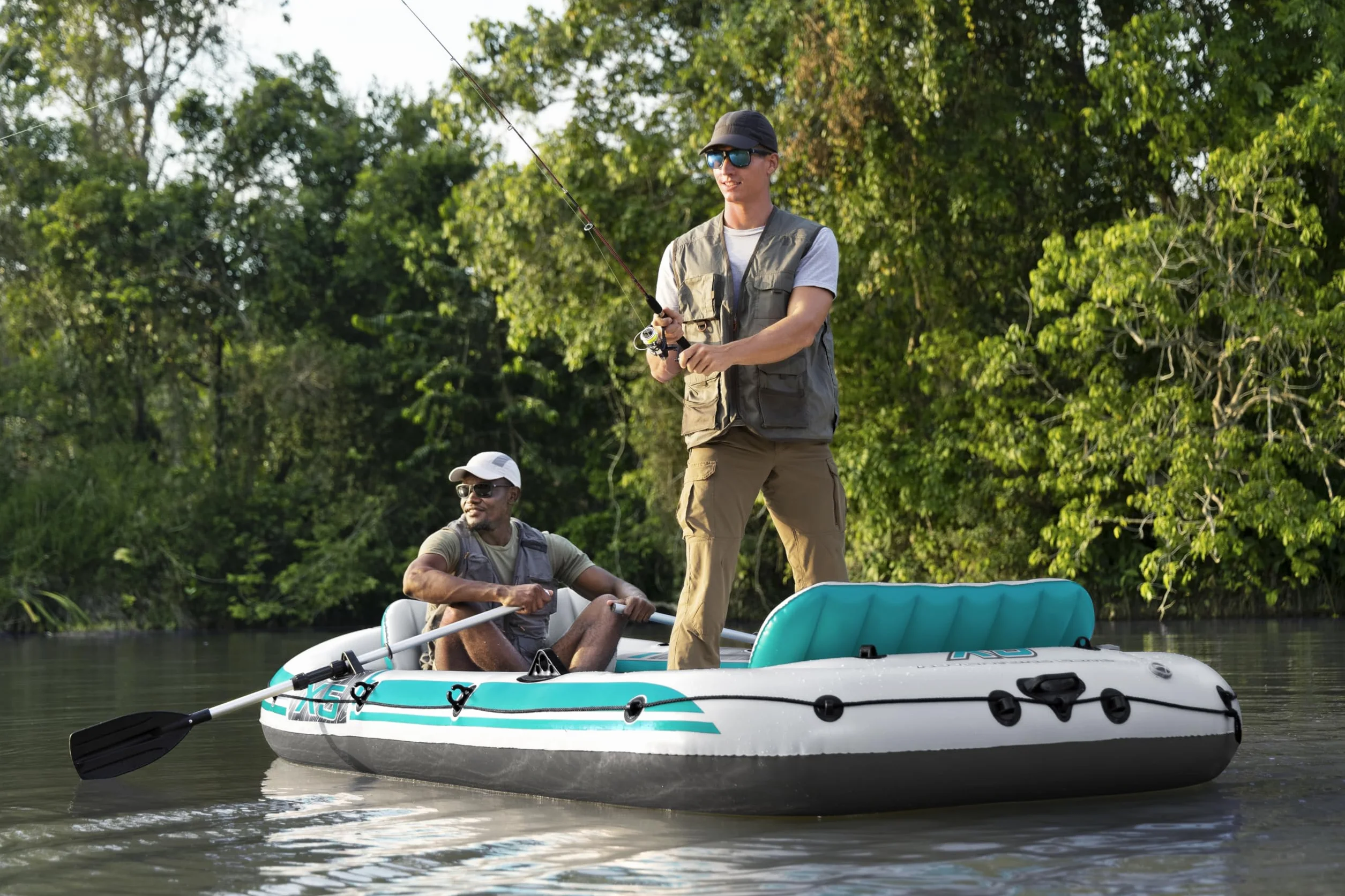 Bestway Hydro-Force Adventure Elite X5 nadmuchiwana tratwa 5-osobowa z pompką, wiosłami, siedzeniami
