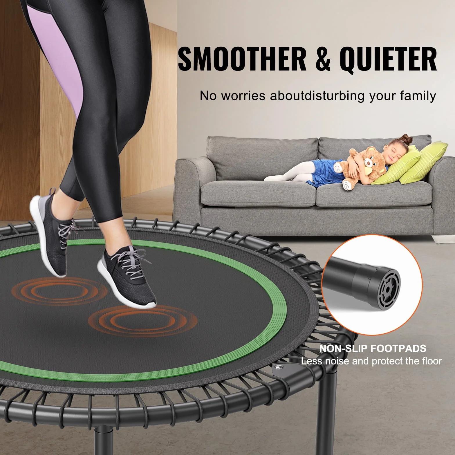 VEVOR Mini składana trampolina fitness 1027 mm do ćwiczeń 150 kg stabilna do treningu w pomieszczeniach lub w ogrodzie