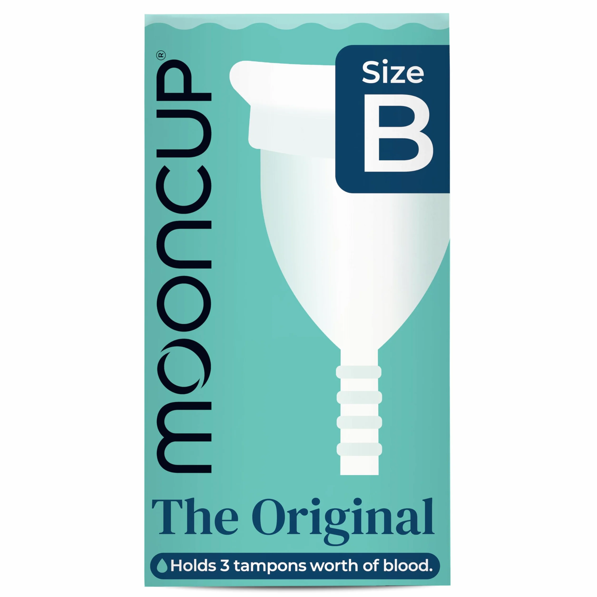 Mooncup Oryginalny silikonowy kubeczek menstruacyjny, wielokrotnego użytku, ultramiękki i łatwy w użyciu, idealny na obfite krwawienia, rozmiar B, wiek 30 lat lub mniej (opakowanie 1 szt.)