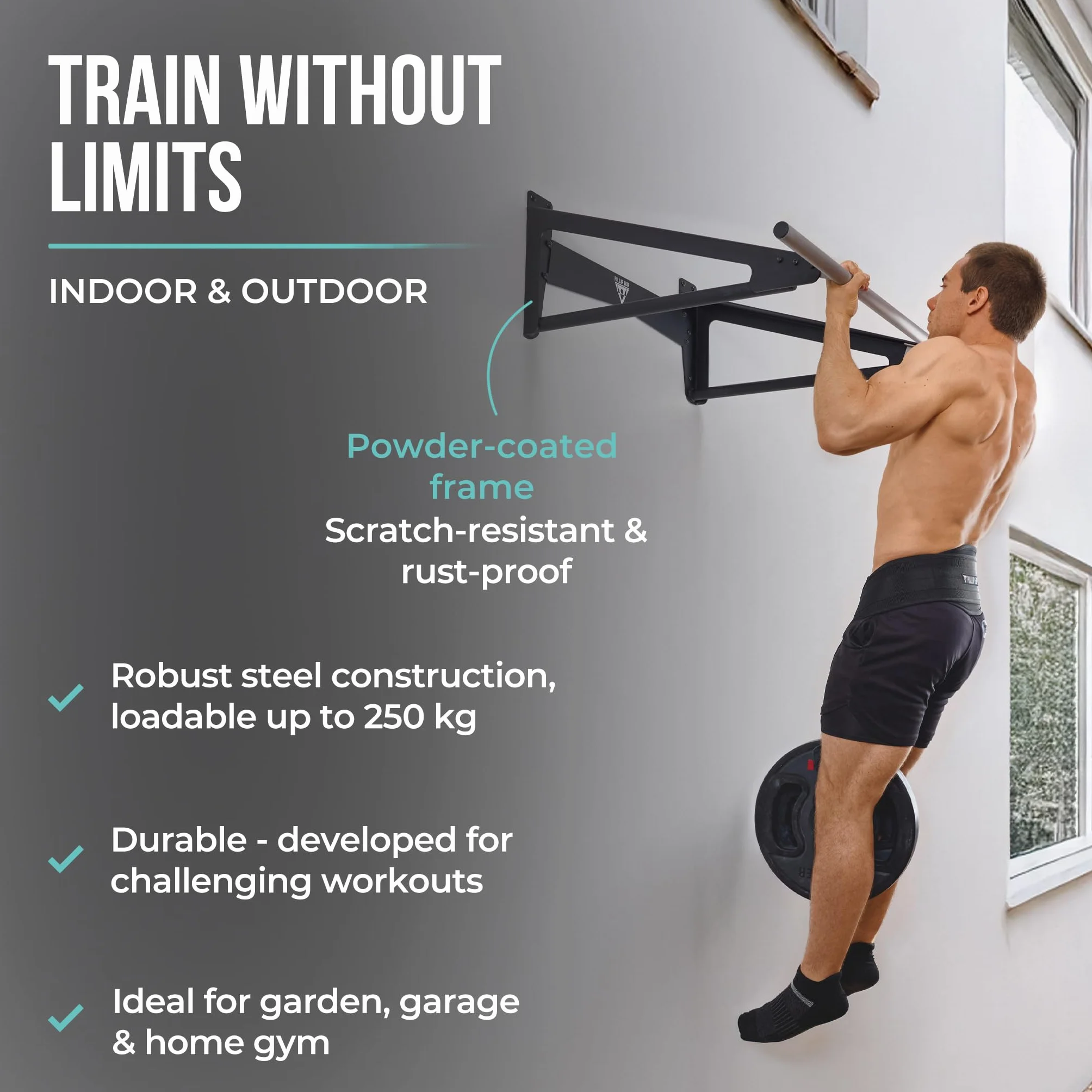 PULLUP & DIP - Muscle Up Bar Pull-Up Bar Wall for Outdoor Indoor | Calisthenics | Pull-Up Bar Stainless Steel Weatherproof for Front Lever Back Lever & Home Gym
