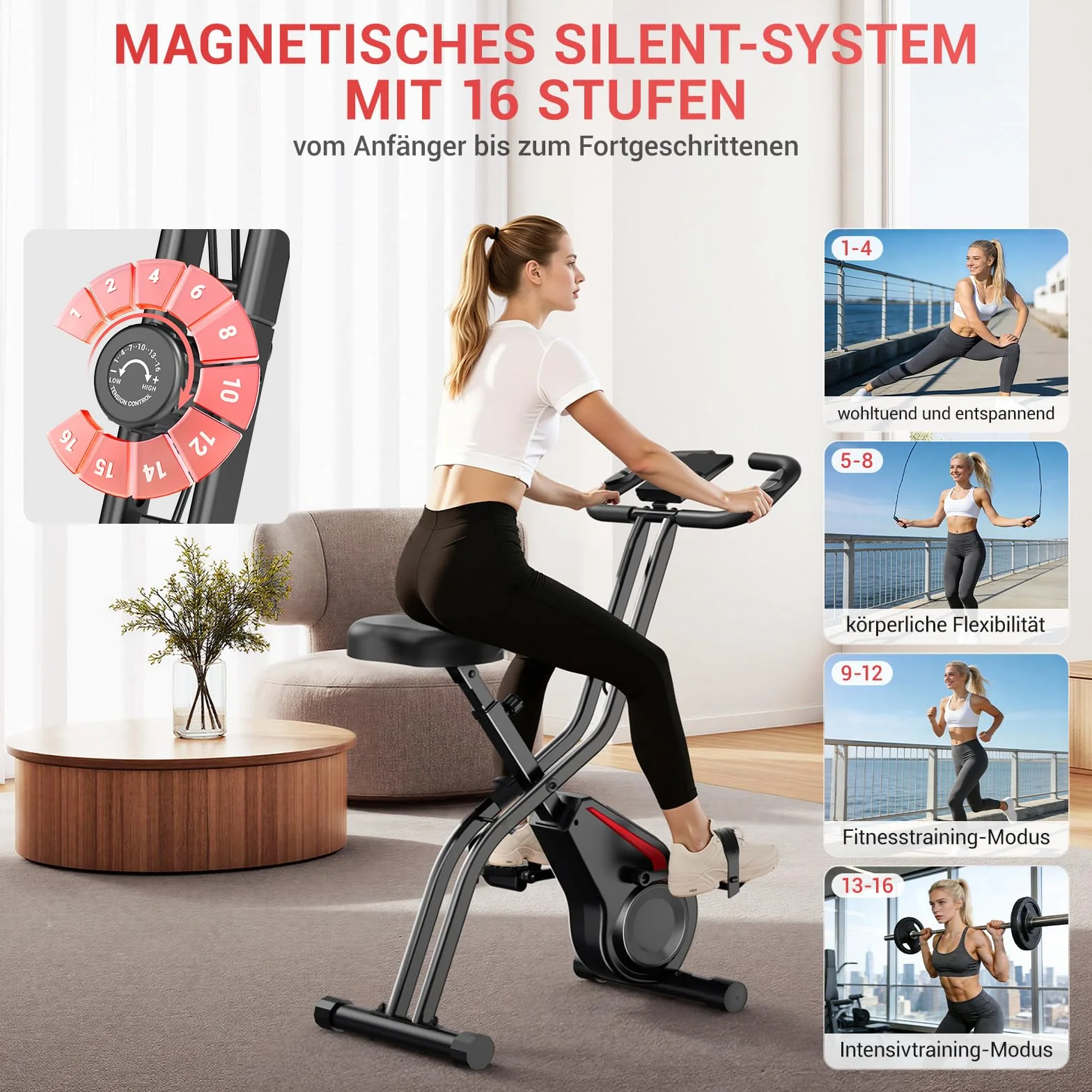 Rower treningowy składany stalowy 136 kg regulowany 140-190 cm