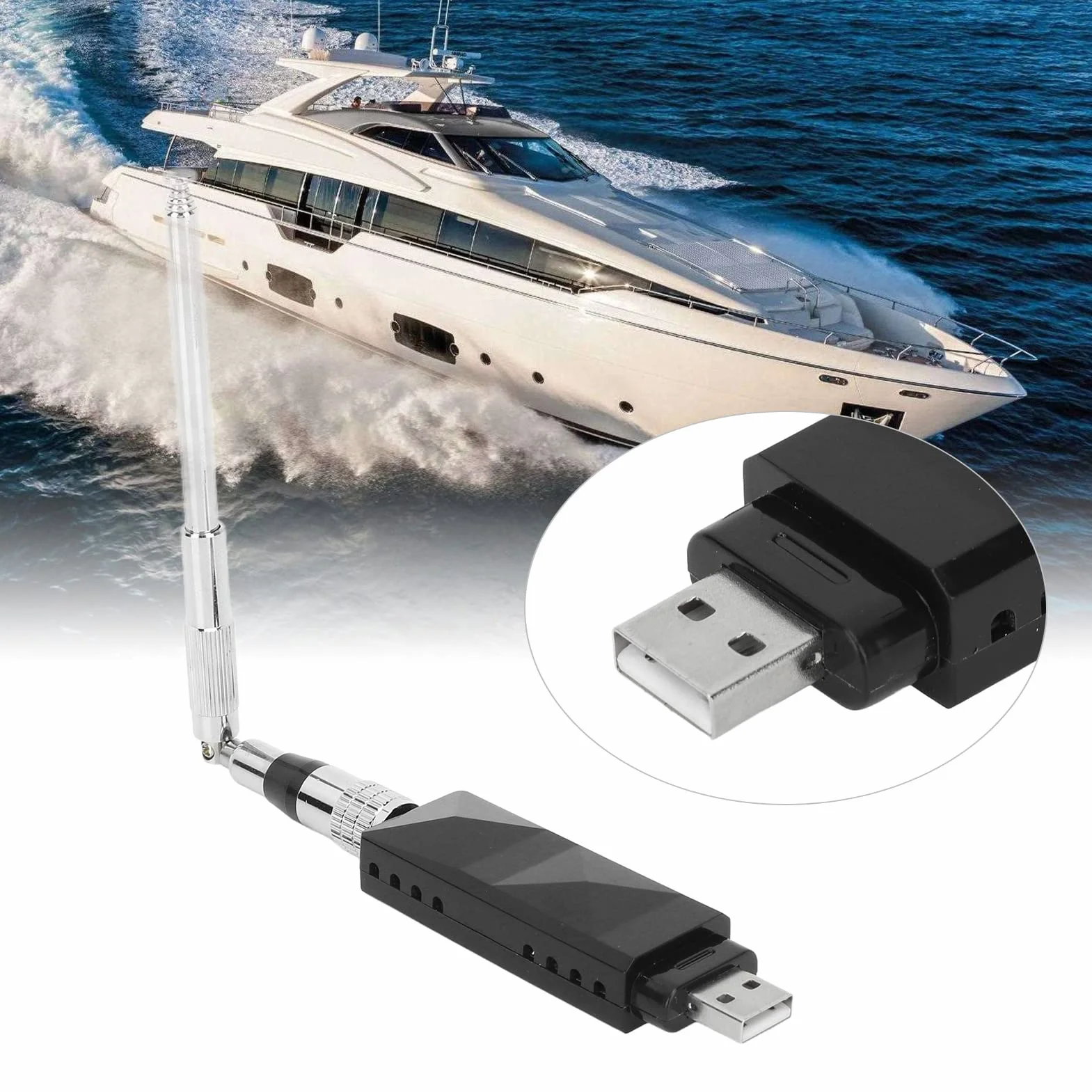 Odbiornik AIS do łodzi morskich, dwukanałowy odbiornik AIS, wyjście USB z anteną, stal nierdzewna, składany, przenośny